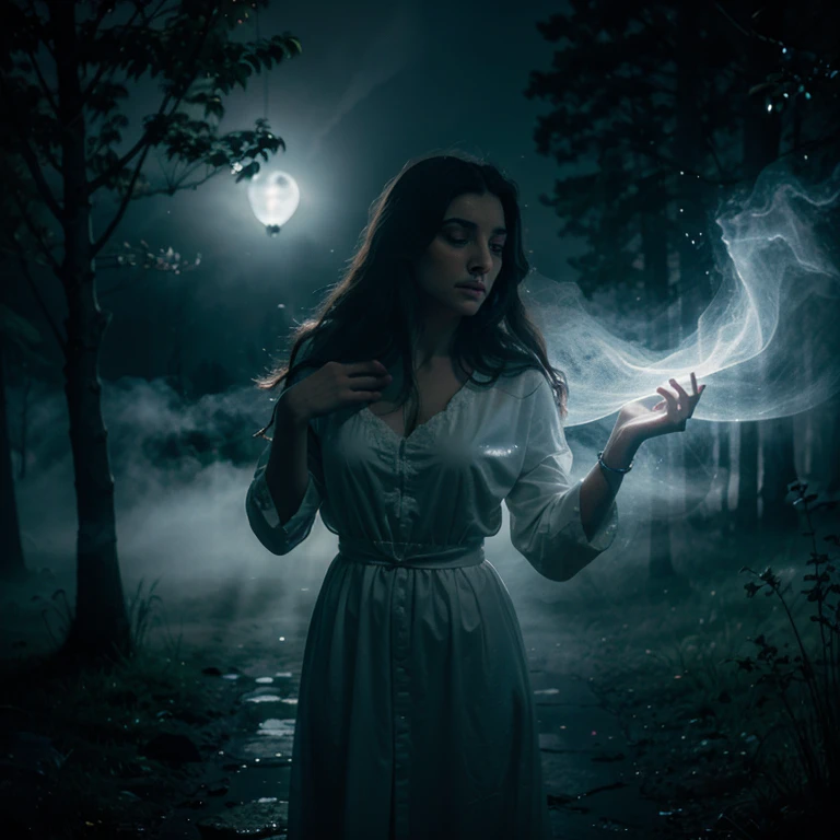 Ghost, glow, mist, woman, moonlight, magic, spell, invocation