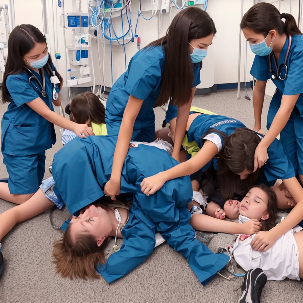 2 girls pin down man to the floor at hospital 4k