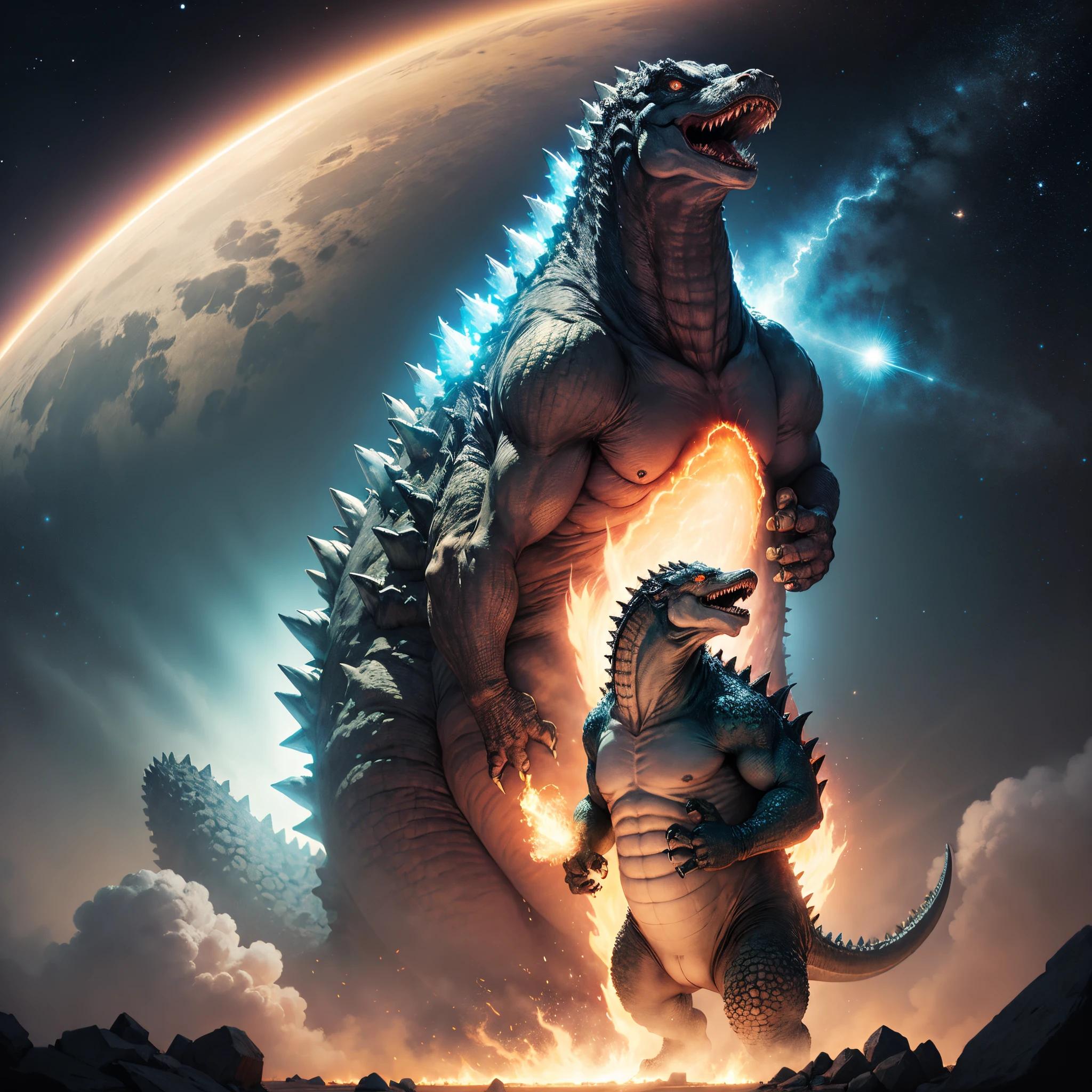 Godzilla atomic nuclear breath in space
