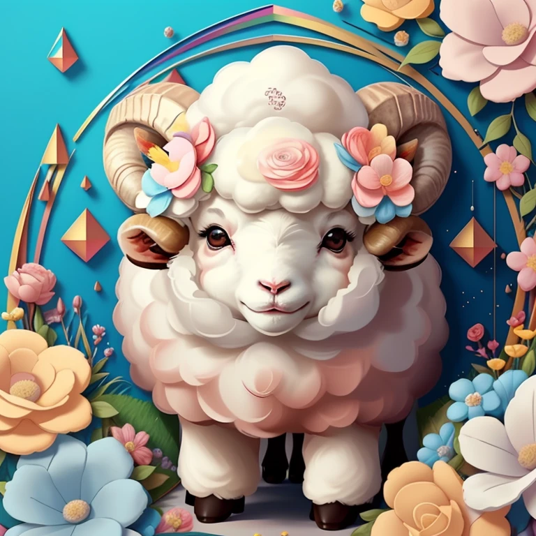 ) ((((cute baby sheep with flowers) ((Mikey)) - Criador: Walt Disney2023) ), ,, ( Walt Disney acolchoamento ,multidimensional geometric wall PORTRAIT, arte, Chibi,
Yang08k, lindo, Colouring,Rose
Primary works, qualidade superior, melhor qualidade, Arte Oficial, Beautiful and Aesthetic,)) ), ,,  Walt Disney acolchoamento ,multidimensional geometric wall PORTRAIT, arte, Chibi,
Yang08k, lindo, (Colouring, rosa), amarelo ,azul ,vermelho e branco)
Primary works, qualidade superior, melhor qualidade, Arte Oficial, Beautiful and Aesthetic,