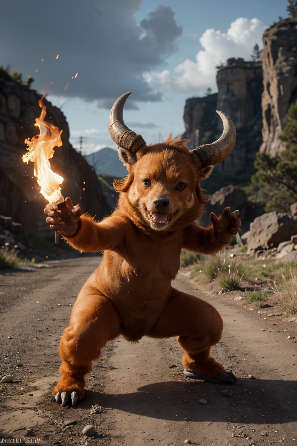 Emberox is a small, quadrupedal Pokemon with a sturdy build. Its fur is short and flame-colored, ranging from deep reds to bright oranges. The most striking features of Emberox are its fiery mane and horns that resemble glowing embers. The flames on its head flicker and dance with the Pokemon's emotions, creating a mesmerizing spectacle.
Emberox has hooves designed for traversing various terrains, whether it's rocky mountains or open grasslands. Its eyes are a bright, intelligent amber, reflecting its innate curiosity. Despite its small size, Emberox exudes an aura of strength and determination.
This Pokemon is known for its nurturing nature within its herd. Emberox cares for its fellow Pokemon, especially the younger ones, with a gentle touch. It often uses its fiery mane to create a protective circle, shielding the herd from predators. When threatened, Emberox can emit small bursts of flame as a warning to potential foes.