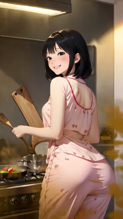 ((velocity)),Attacked by farts, (((Women farting))),(girl farting while cooking in the kitchen)),smiled slightly,velocity,(a female teenager ),(wearing pajamas),(stand facing the food),(her butt facing the screen)) (shorthair blackhair),(Asian woman),(kitchen),(masterpiece:1.2、top-quality)、(the Extremely Detailed CG Unity 8K Wallpapers、ultra-detailliert、Best Shadows)、(细致背景)、(The best lighting、extremely delicate and beautiful)、depth of fields、1girl in、独奏,