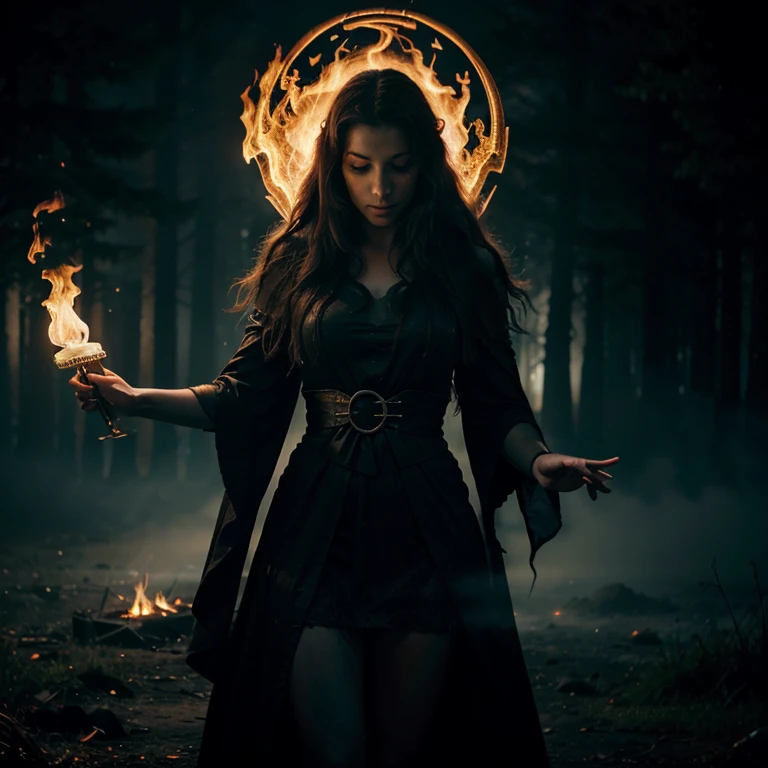 Ghost, glow, mist, woman, fire, magic, spell, calling forth a spirit, chaos, cernonos , celtic god