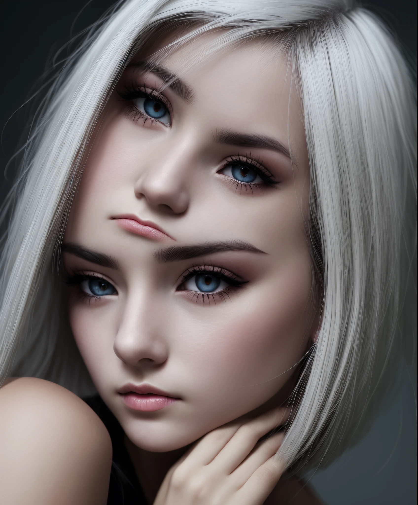 white hair red eyes pale girl