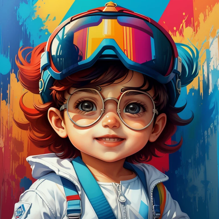 ((|) (cute baby boy aviator smiling with goggles) stylized identical to 1940 |)), acolchoamento ,multidimensional geometric wall PORTRAIT, arte, Chibi,
Yang016K, lindo,(( cor vermelha predominante, azul e branco))
Primary works, qualidade superior, melhor qualidade, Arte Oficial, Beautiful and Aesthetic,), Eduardo Kobra acolchoamento ,multidimensional geometric wall PORTRAIT, arte, Chibo,detalhes