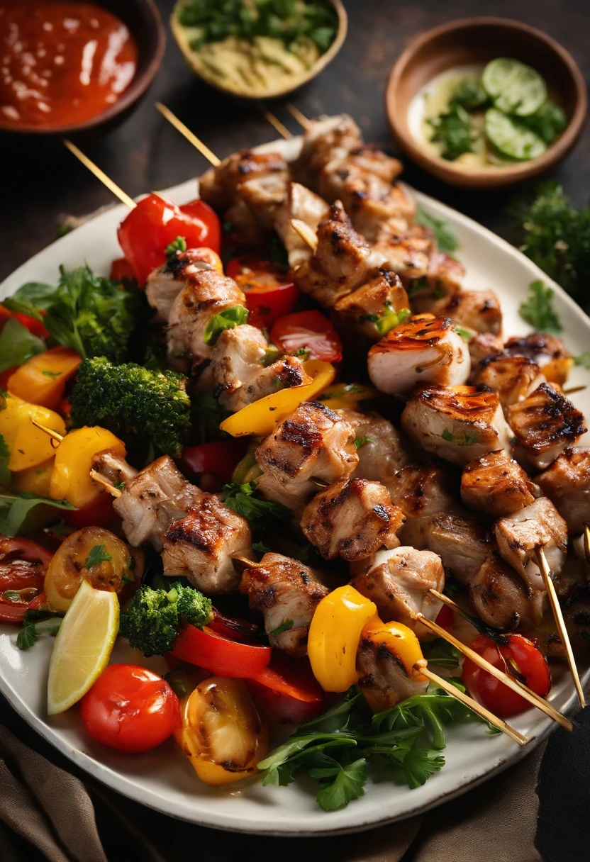 A picture of a plate of rabbit skewers, grilled to perfection and served with a side of colorful mixed vegetables.,original,I love rabbit., female