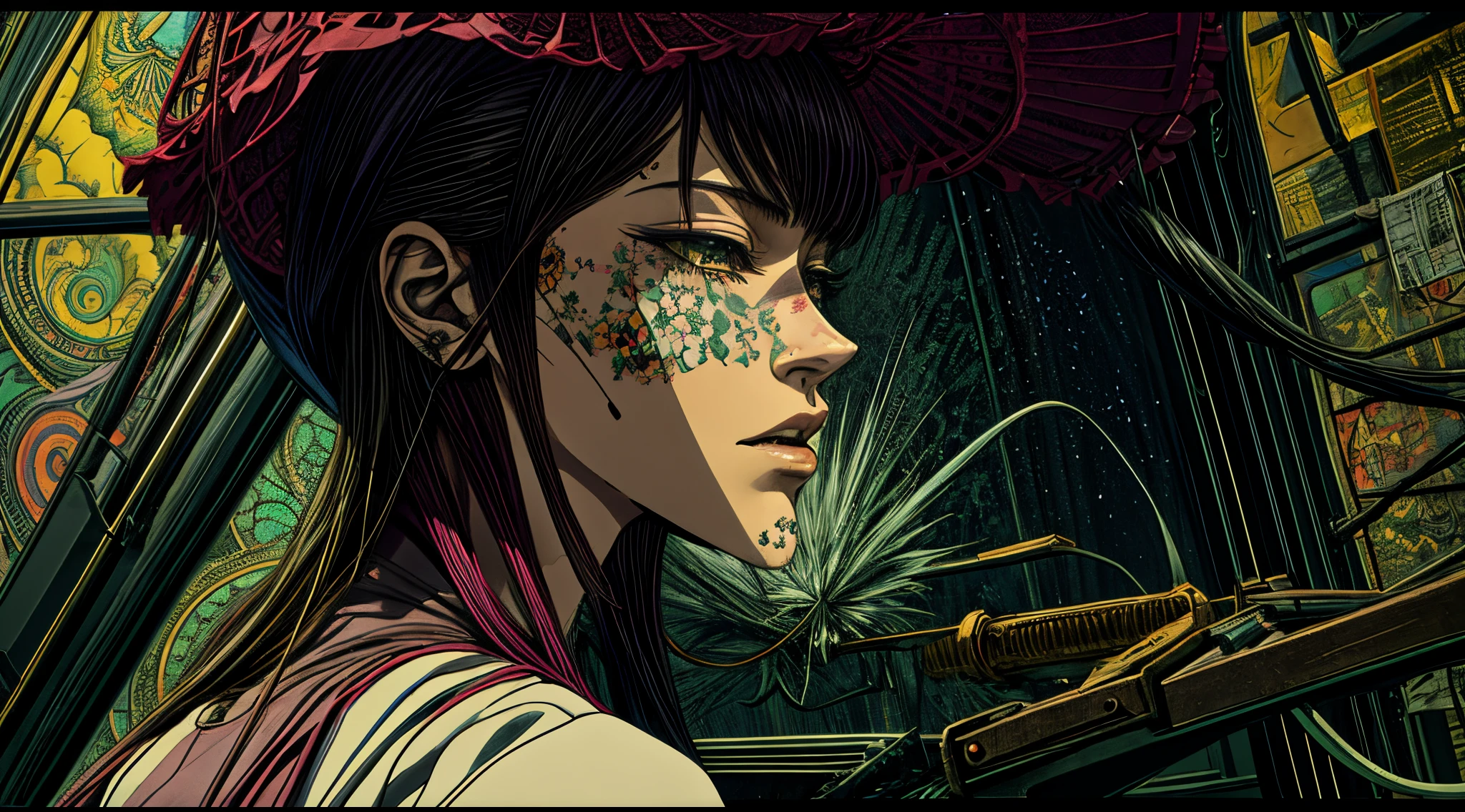 official art, unity 8k wallpaper, ultra detailed, beautiful and aesthetic, masterpiece, best quality, (zentangle, mandala, tangle, entangle), (fractal art:1.3) , 1girl, extremely detailed, dynamic angle, cowboyshot, the most beautiful form of chaos, elegant, a brutalist designed, vivid colours, romanticism, by james jean, roby dwi antono, ross tran, francis bacon, michal mraz, adrian ghenie, petra cortright, gerhard richter, takato yamamoto, ashley wood, atmospheric, ecstasy of musical notes, streaming musical notes visible