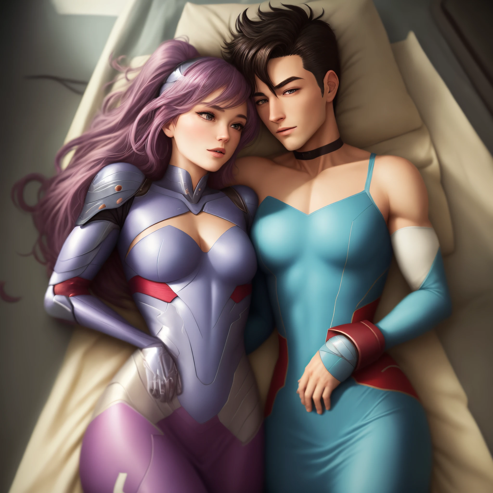 Invincible and atom eve cuddling with each other