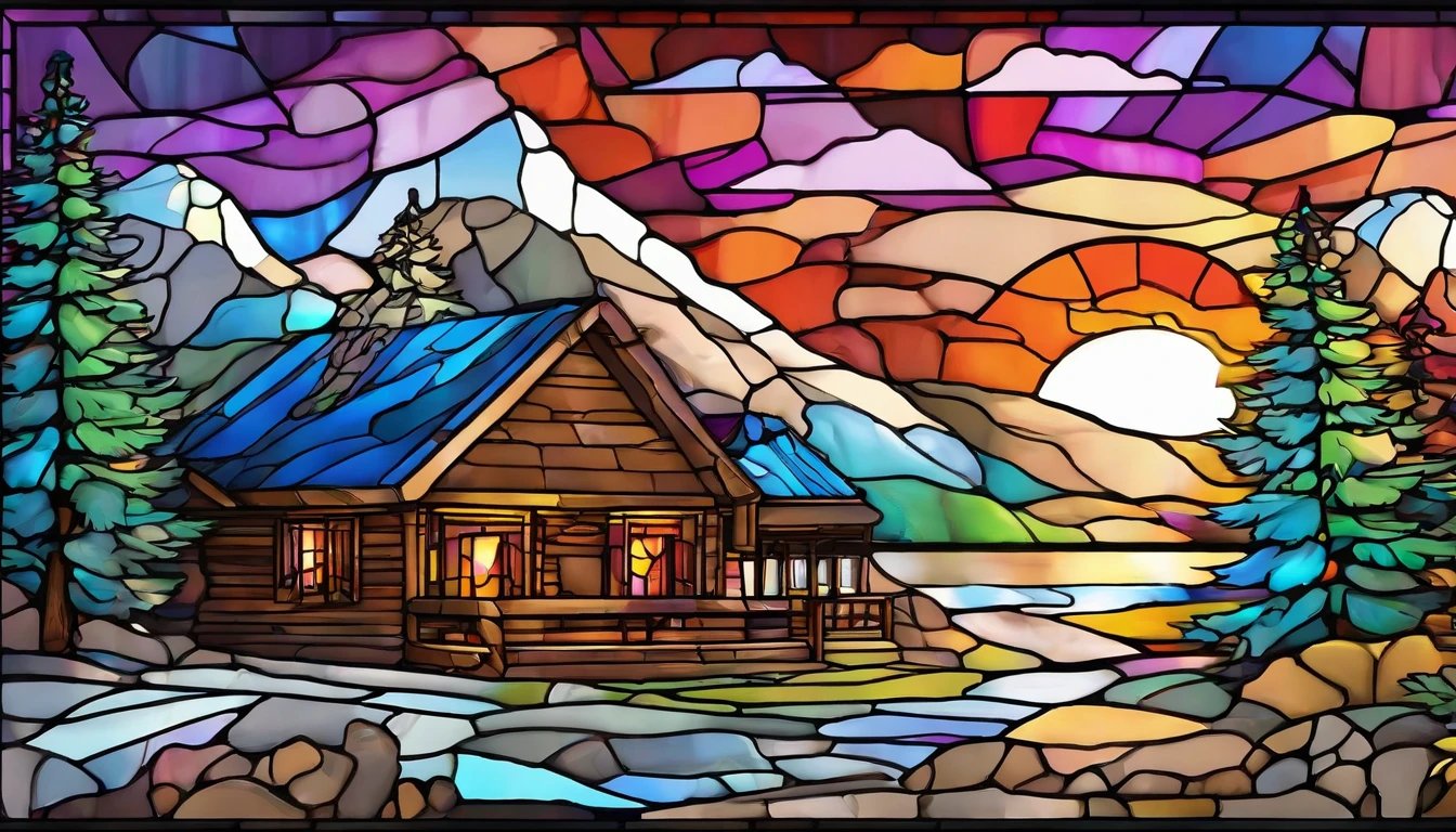1800s log cabin Marijuana landscape sunset/sunrise mountains snow