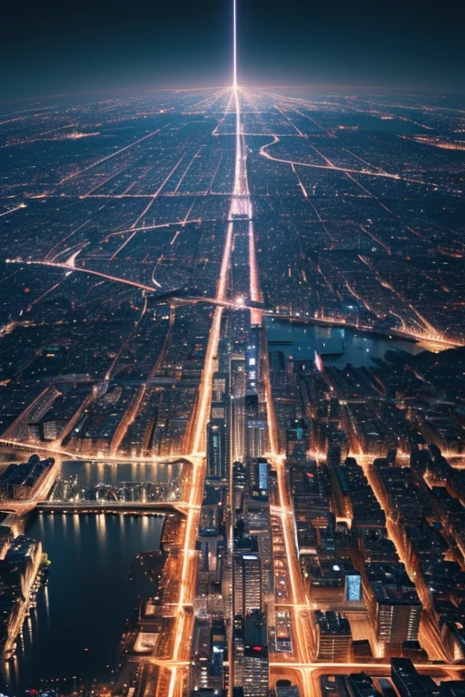 City Night View (Bustling city at night in the background) (Superb Piece: 1.3), (Best Quality: 1.1) (Masterpieces: 1.3) In an unparalleled masterpiece, Surreal 8K, Perfect Artwork, Super Details, Best Quality, Masterpiece 4K Wallpaper Aesthetics, Masterpieces, Award-winning artwork, Official art, Cinematic lighting