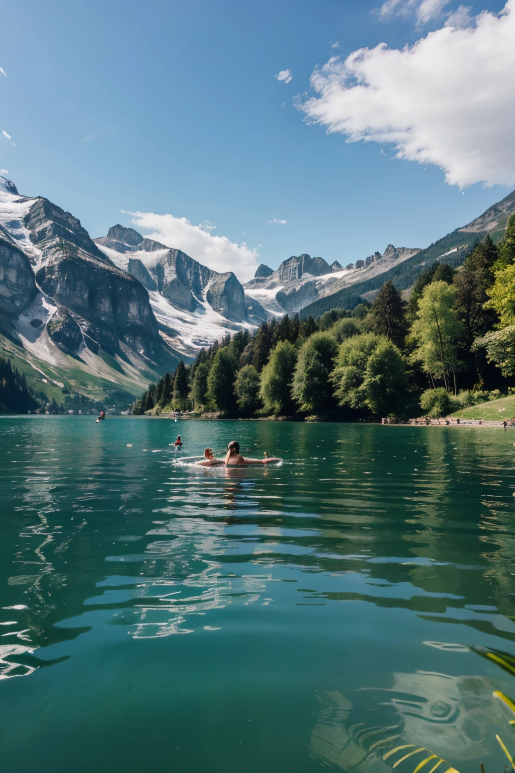 people swimming in a lake in Switzerland