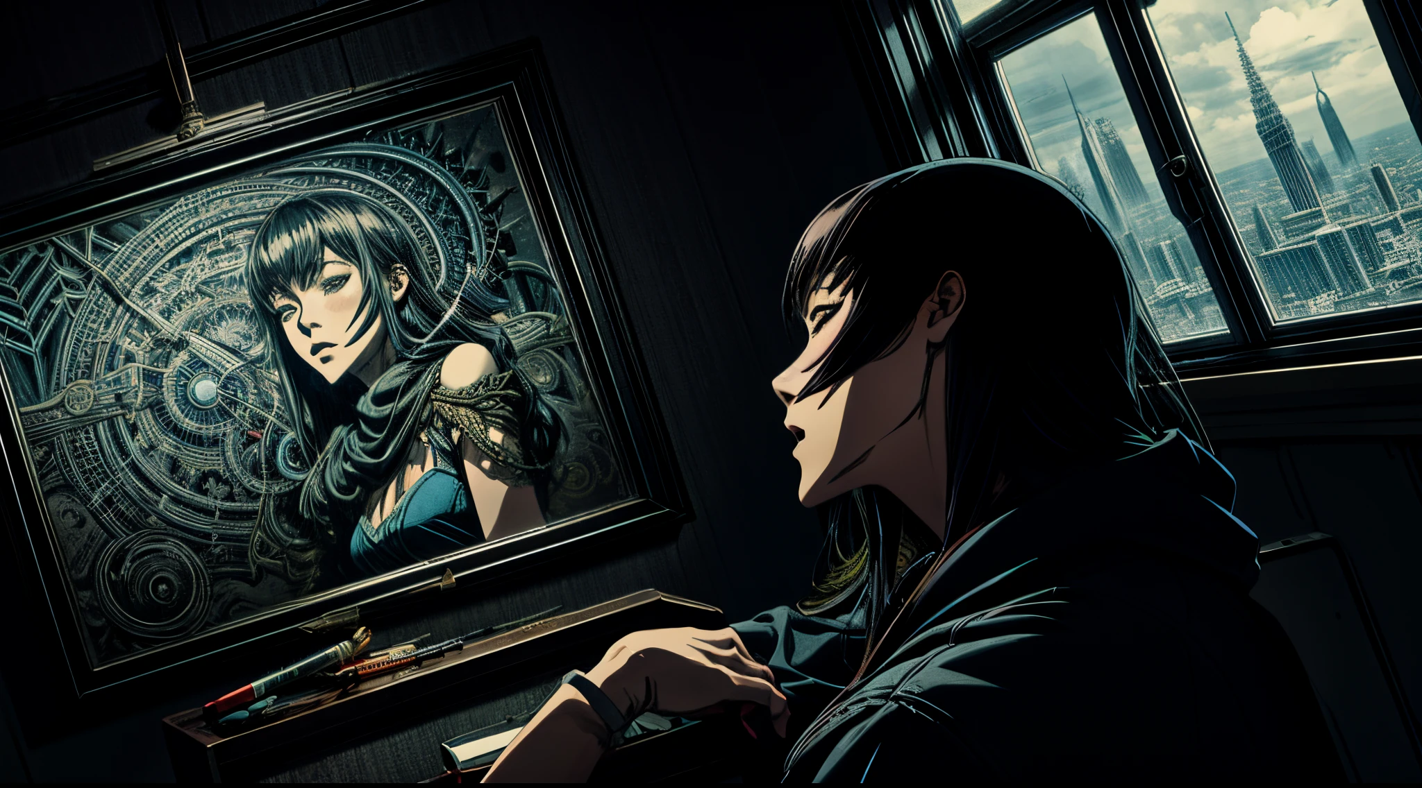 official art, unity 8k wallpaper, ultra detailed, beautiful and aesthetic, masterpiece, best quality, (zentangle, mandala, tangle, entangle), (fractal art:1.3) , 1girl, extremely detailed, dynamic angle, cowboyshot, the most beautiful form of chaos, elegant, a brutalist designed, vivid colours, romanticism, by james jean, roby dwi antono, ross tran, francis bacon, michal mraz, adrian ghenie, petra cortright, gerhard richter, takato yamamoto, ashley wood, atmospheric, ??????? of musical notes, streaming musical notes visible