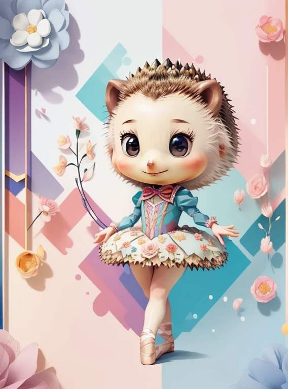 ) ((((cute baby hedgehog with a ballet dancer dress and flowers) ((Mikey)) - Criador: Walt Disney2023) ), ,, ( Walt Disney acolchoamento ,multidimensional geometric wall PORTRAIT, arte, Chibi,
Yang08k, lindo, Colouring,Rose
Primary works, qualidade superior, melhor qualidade, Arte Oficial, Beautiful and Aesthetic,)) ), ,,  Walt Disney acolchoamento ,multidimensional geometric wall PORTRAIT, arte, Chibi,
Yang08k, lindo, (Colouring, rosa), amarelo ,azul ,vermelho e branco)
Primary works, qualidade superior, melhor qualidade, Arte Oficial, Beautiful and Aesthetic,