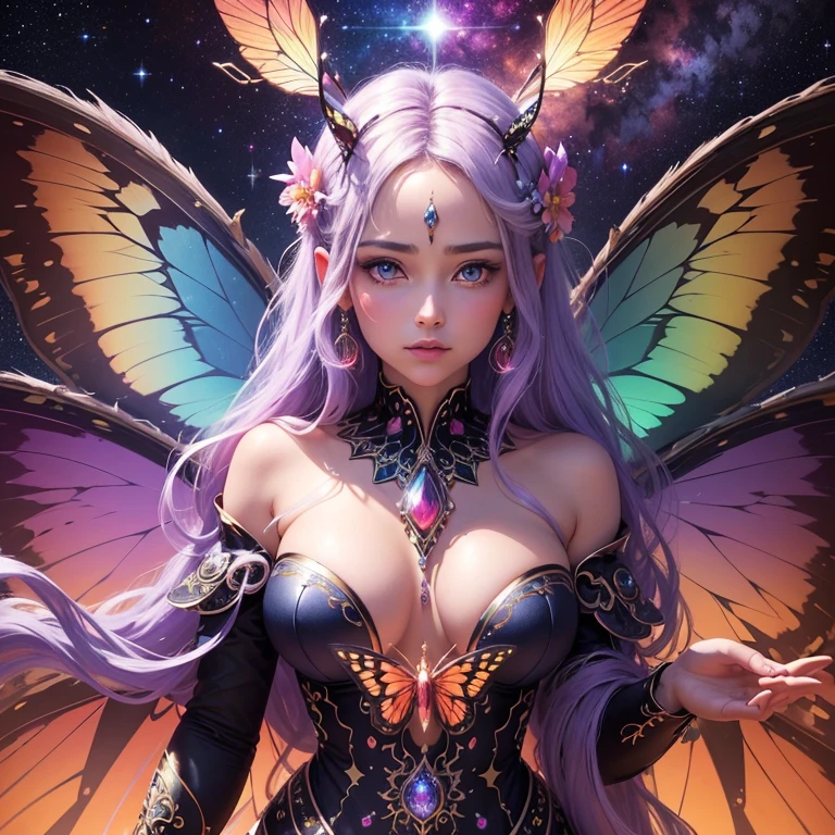 (best quality,4k,highres,masterpiece:1.2),ultra-detailed,realistic:1.37,portrait,butterflyoceries,transformations,colorful cosmic landscapes,mystical transitions,shimmering wings,ethereal beauty,glimmering eyes,supernatural metamorphosis,magical essence,celestial journey,endless skies,unique patterns,intricate details,stunning vibrancy,glistening sky,cosmic energy,fairy-like essence,brilliant hues,otherworldly atmosphere,transcendent butterflies,celestial glow,dimensions merging,mesmerizing colors,stellar brilliance,luminous auras,enchanting spectacle,evolving majesty,radiant elegance,captivating symbolism,transformational journey,intergalactic beauty,pulsing universe,cosmic magic