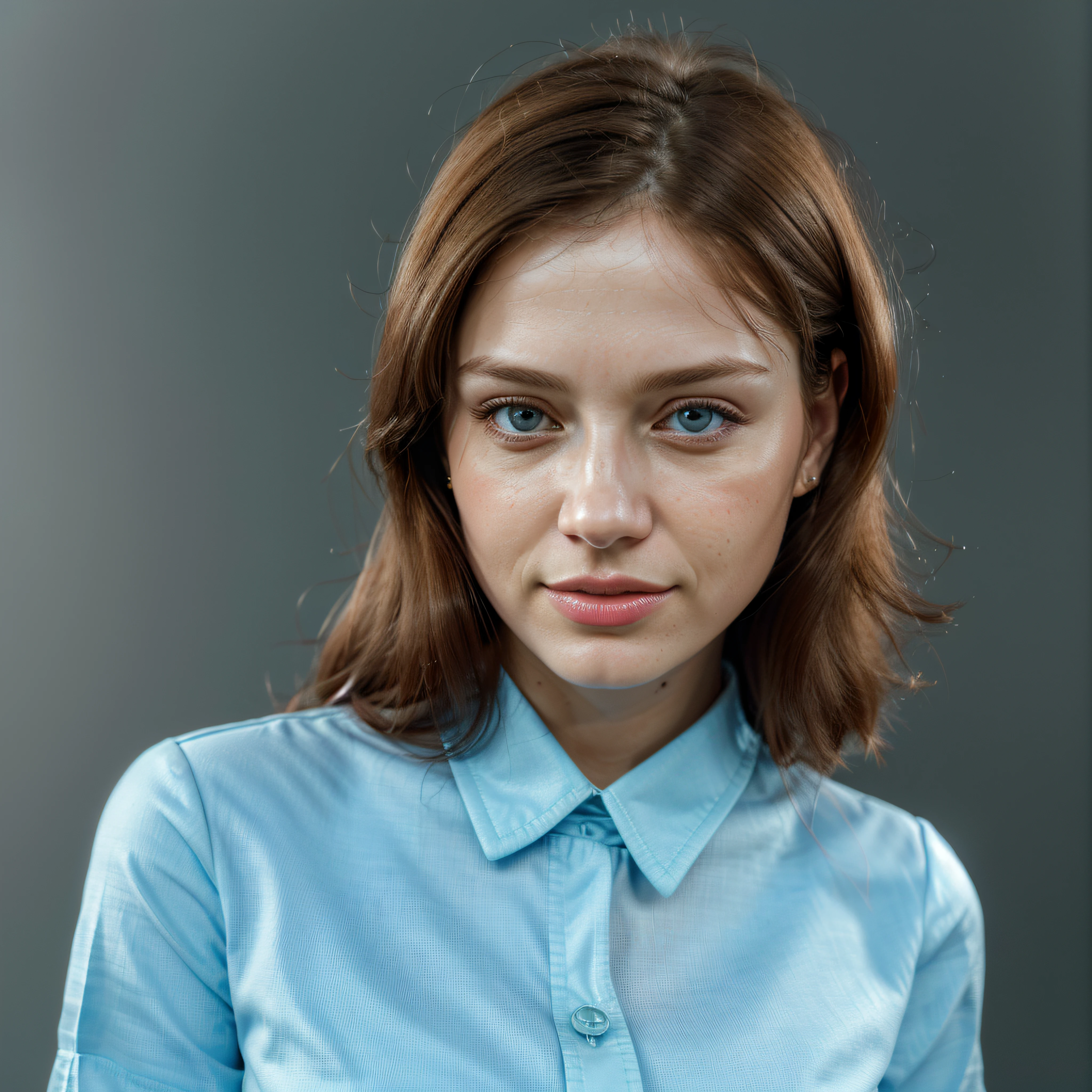 (Best Quality, highres,Realistic Photos:1.37),portrait,Beautiful girl,Blue nurse uniform,Attractive Epiphany,realistic detailed eyes,Realistic detailed lips,Professional nurse,Kind and considerate,headshot,Studio Lighting,bright colours,sharp focus,soft skin,Fine hair,Subtle smile,feminine features,Sensitive facial expressions,Professional conduct,color palette: Nice pastels,Soft diffused light