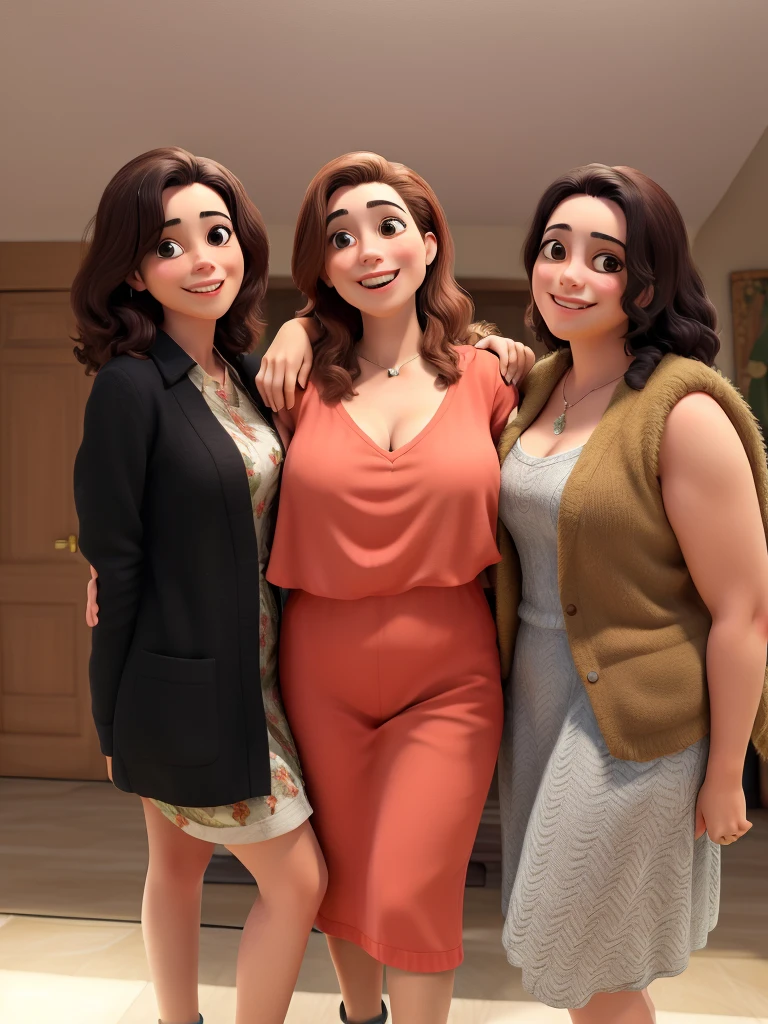Obra prima de 3 mulheres felizes tirando foto juntas