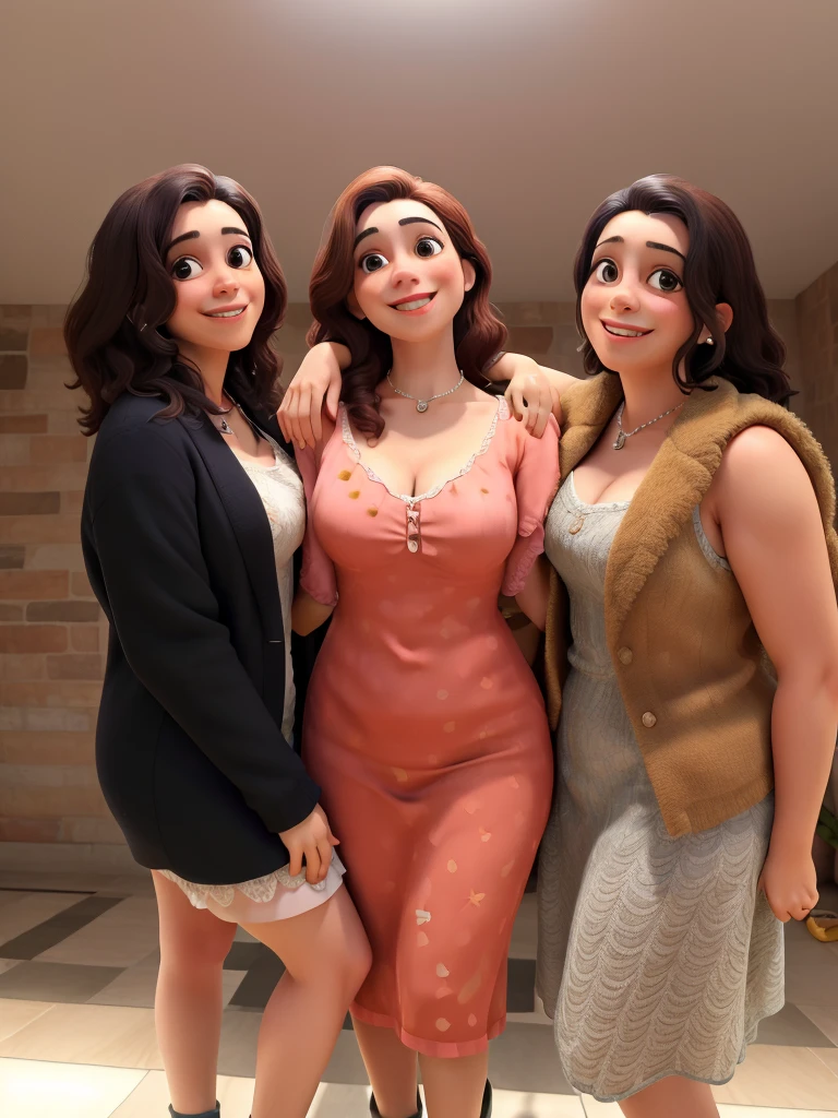 Obra prima de 3 mulheres felizes tirando foto juntas