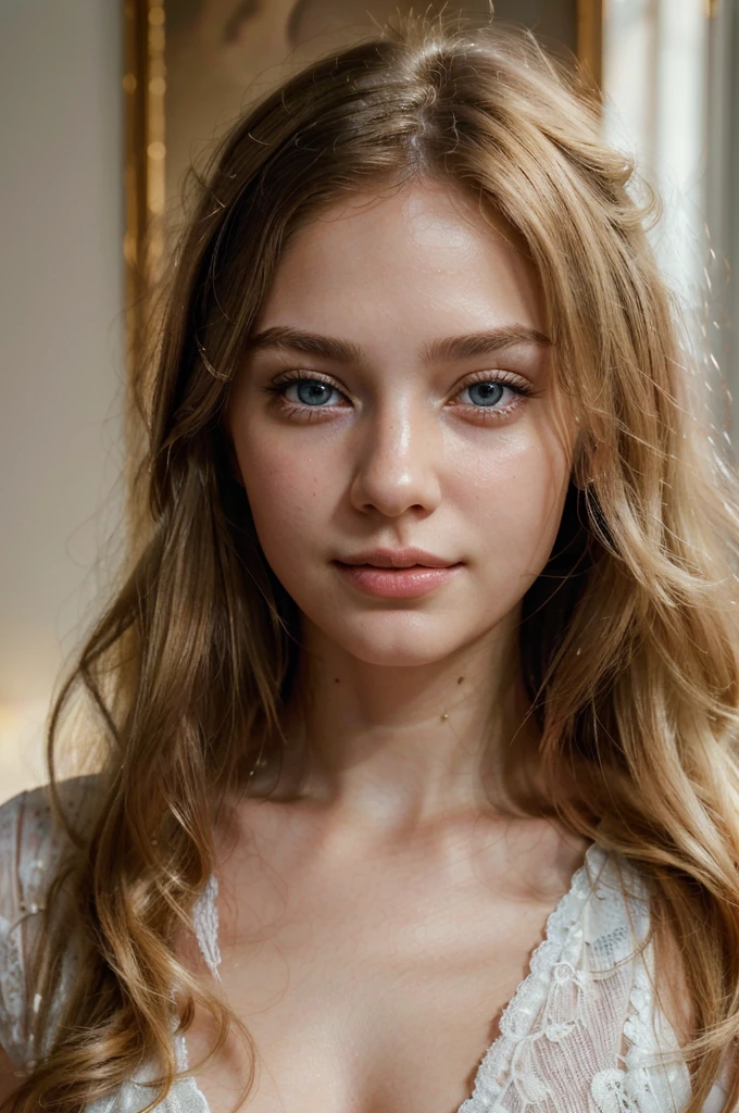 (best quality,4k,8k,highres,masterpiece:1.2),ultra-detailed,(realistic,photorealistic,photo-realistic:1.37),portrait,girl,twenty years old,Eastern Europe,the most beautiful woman,beautiful detailed eyes,beautiful detailed lips,very blonde hair, blonde hair,very light blue eyes,pale skin,fair complexion,snowy white skin,with a delicate and feminine appearance,very hot appearance, hot appearance,fine facial features,rosy cheeks,a gentle smile,graceful posture,soft and ethereal lighting,intricate details in the hair strands and facial features,subtle highlights on the skin,soft and natural colors,dreamlike atmosphere.