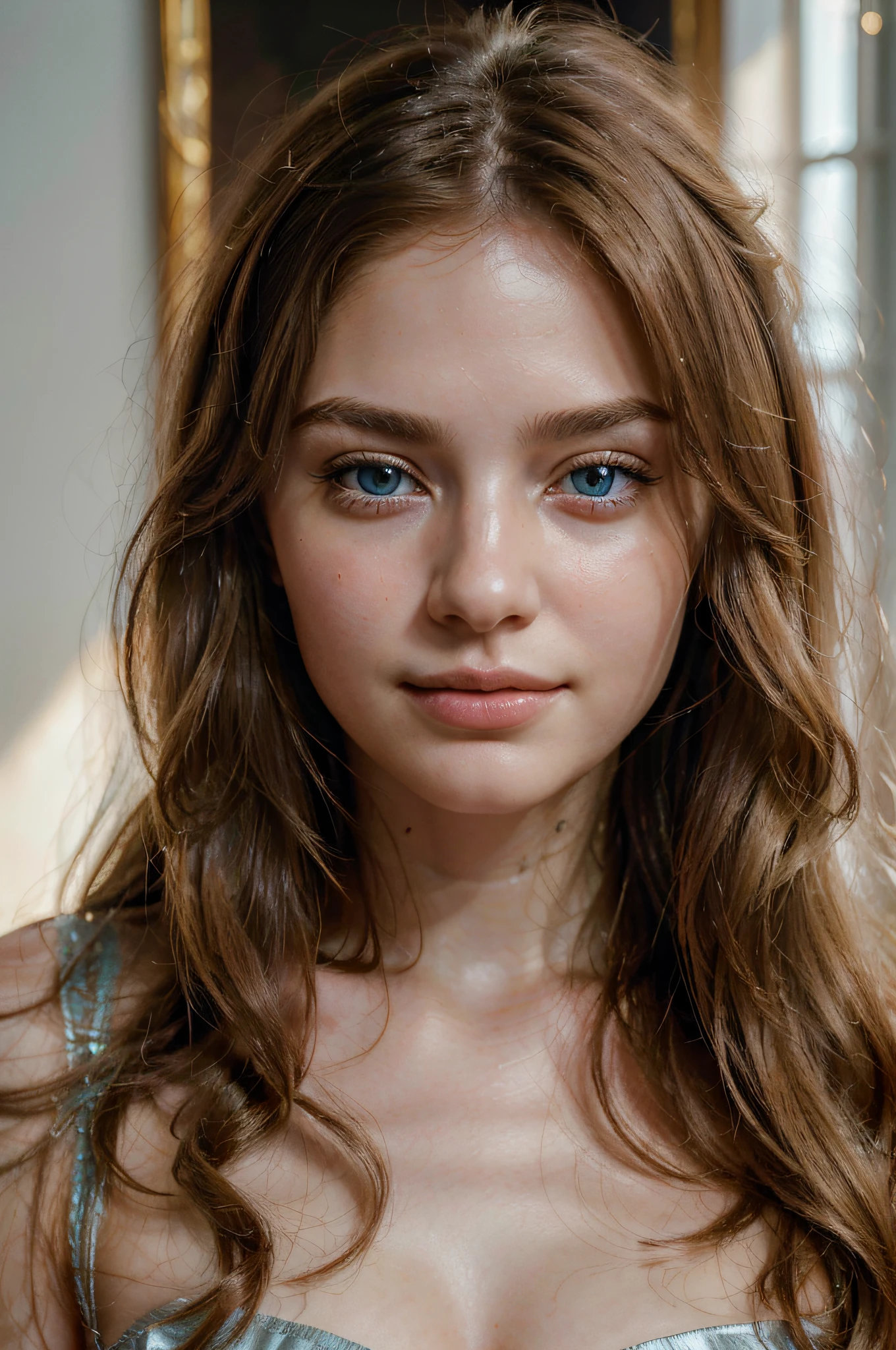 (best quality,4k,8k,highres,masterpiece:1.2),ultra-detailed,(realistic,photorealistic,photo-realistic:1.37),portrait,girl,Eastern Europe,the most beautiful woman,beautiful detailed eyes,beautiful detailed lips,long light blonde hair,very light blue eyes,pale skin,fair complexion,snowy white skin,with a delicate and feminine appearance,very hot appearance,fine facial features,rosy cheeks,a gentle smile,graceful posture,soft and ethereal lighting,subtle shadow play,intricate details in the hair strands and facial features,subtle highlights on the skin,soft and natural colors,dreamlike atmosphere.