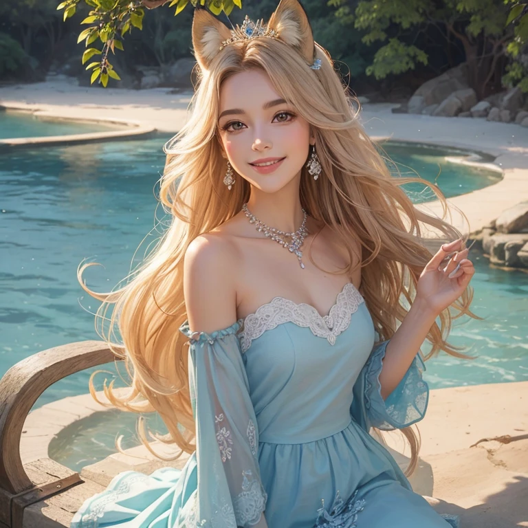 Beautiful and cute,Fox-like face,Fair skin,a smile,Pedras preciosas,princess