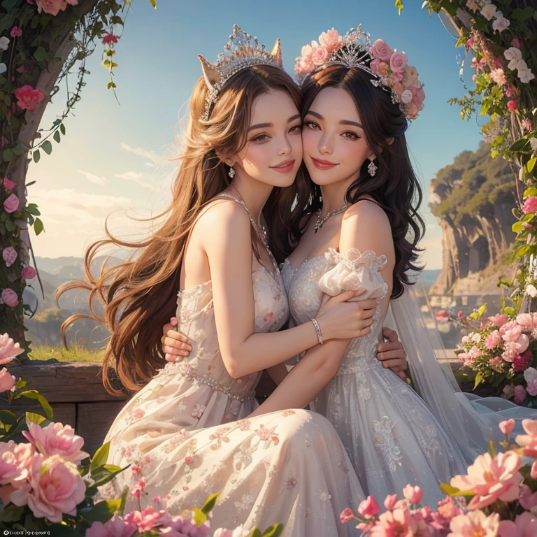 Beautiful and cute,Fox-like face,Fair skin,a smile,Pedras preciosas,princess,the kiss,florals