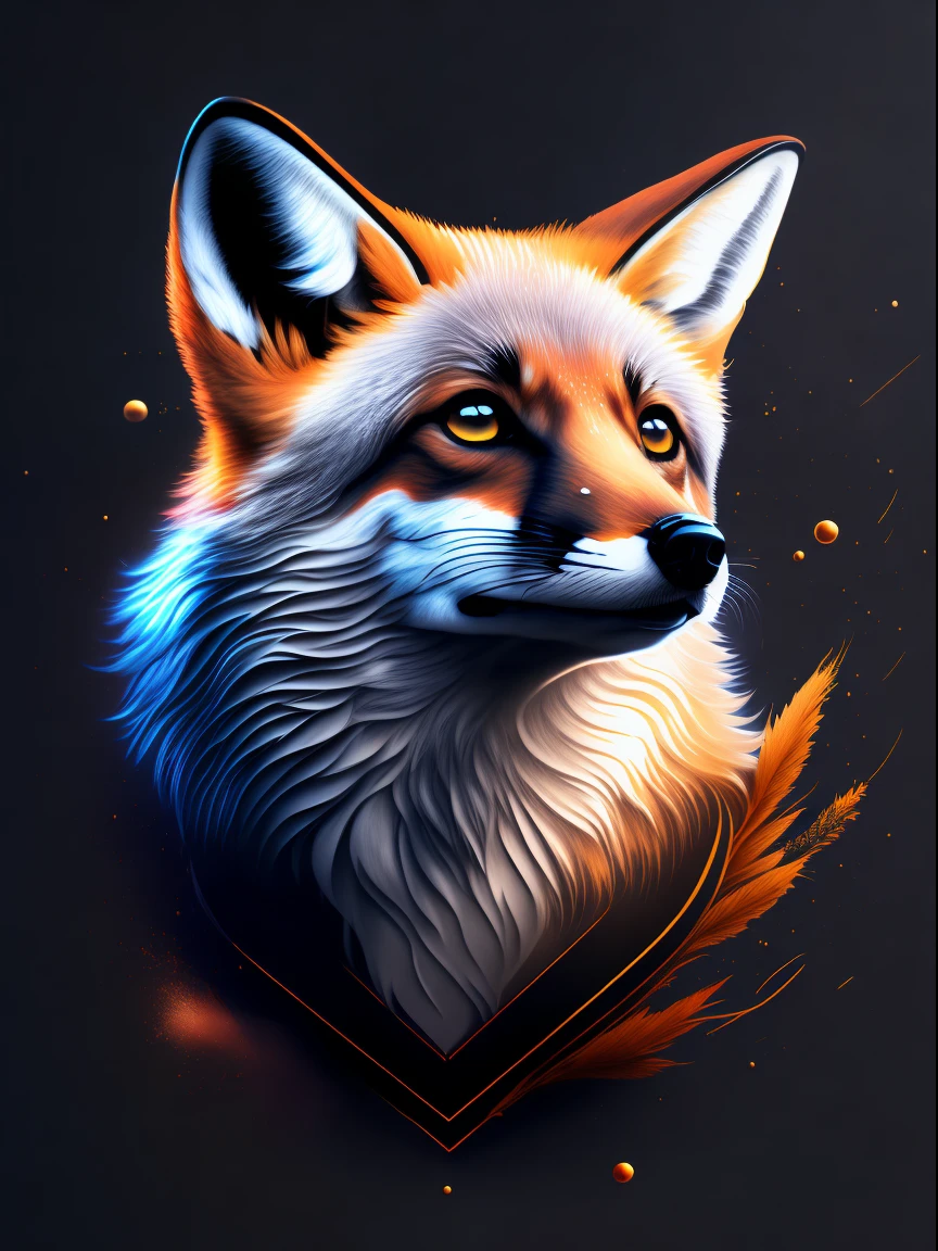 (best quality,4k,8k,highres,masterpiece:1.2),ultra-detailed,(realistic,photorealistic,photo-realistic:1.37),vector-art,tshirt design,dark splash,fox's head,rzminjourney