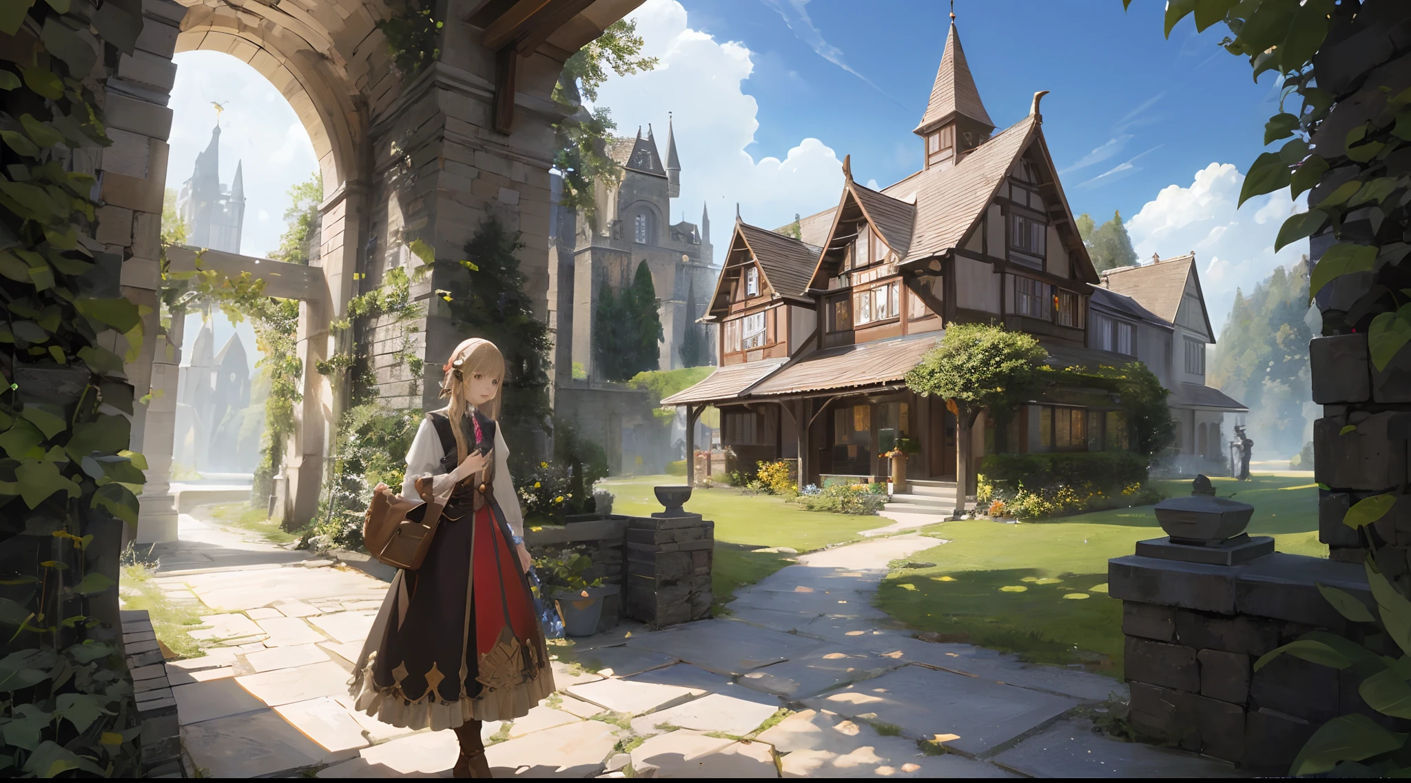 Lindo mundo de fantasia,com criaturas estranhas, muito detalhado e misterioso,fotorealistisch