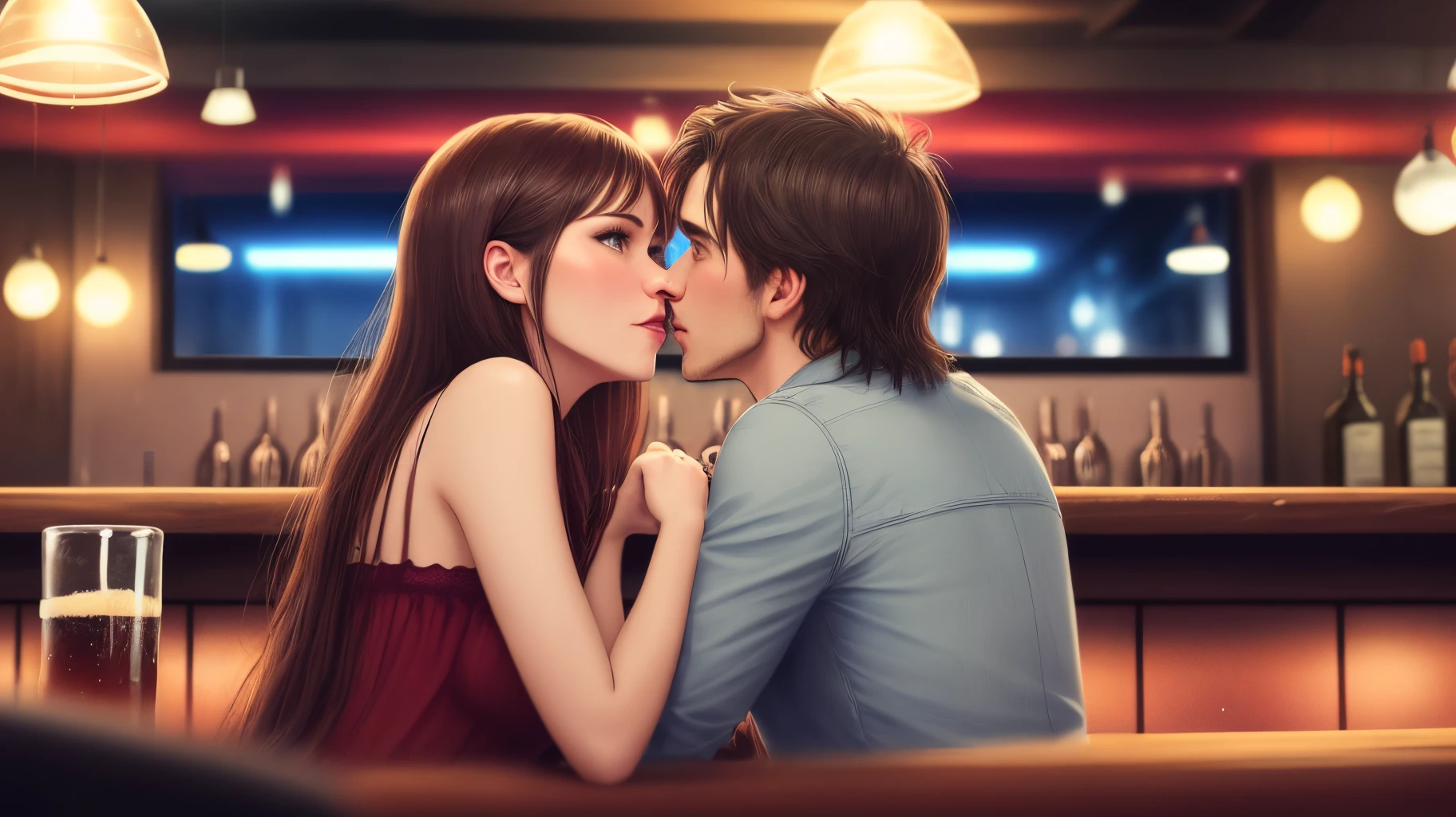 there are two people standing on a balcony with candles, rooftop romantic, romantic couple, balcony scene, couple pose, unreal engine ; romantic theme, on a bridge, kissing together cutely, on a cliff, beautiful screenshot, 8 k sensual lighting, photorealistic content, romantic scene, at the terrace, [ 4 k photorealism ], they are in love, realistic scene