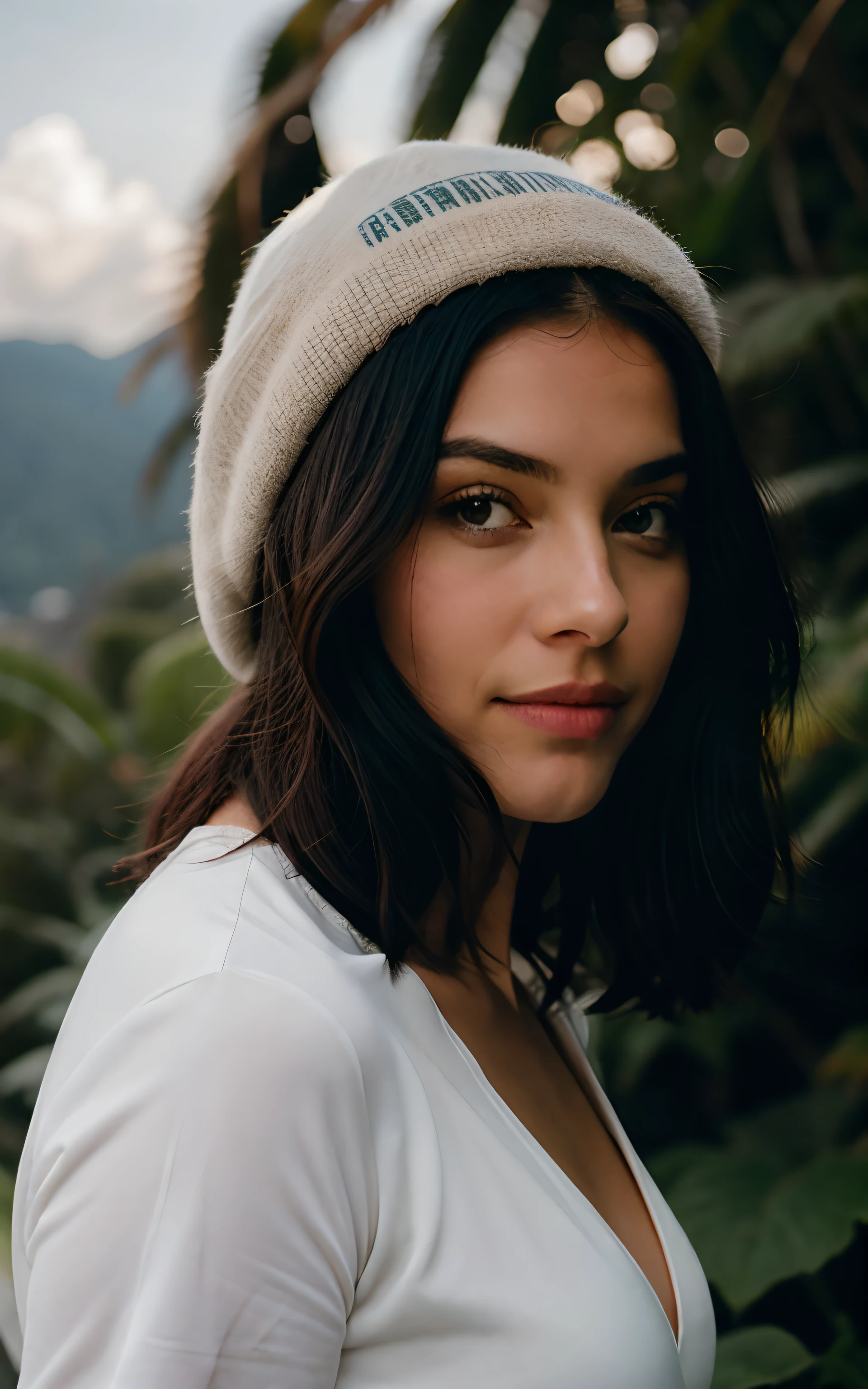 fotorrealista, best quality, hiper detalhado, Beautiful woman, foto corpo inteiro, sozinha, nua, ao ar livre, (Noite), Montanhas, natureza da vida real, Estrelas, lua, (alegre, Feliz), Saco de Dormir, Luvas, gorro, Lanterna, Floresta, Rochas, Rio, Madeira, smoke billowing, mistborn, clear sky, analogue style, Olhando para o Viewer, textura da pele, filmic grain, fechar para cima, ultra high-resolution, Melhor sombra, .RAW, LUT do instagram