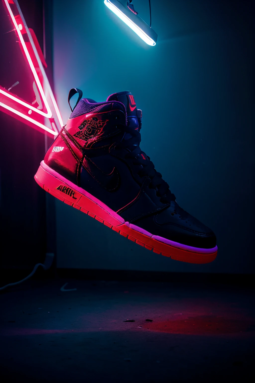 nike shoes, air jordan, neon, backlight, uhd, 8k, high quality