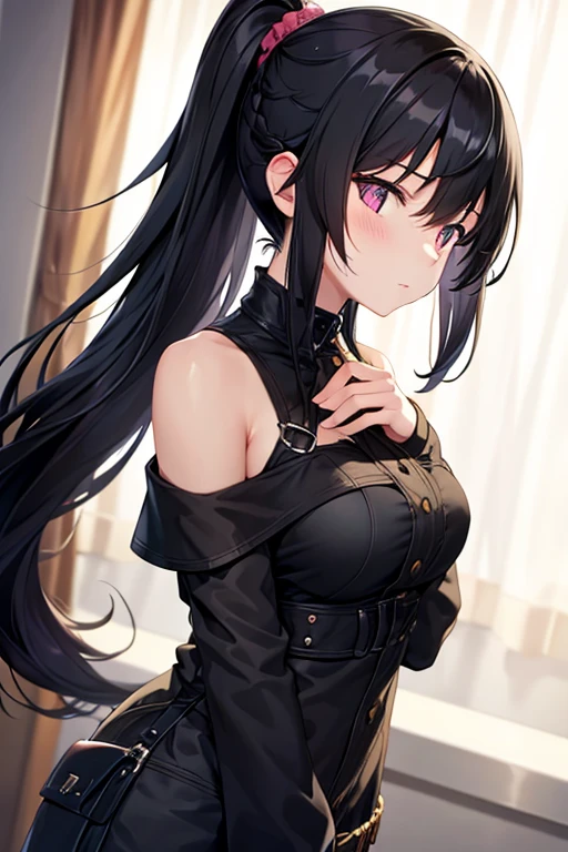 Beautiful girl with black hair half-up