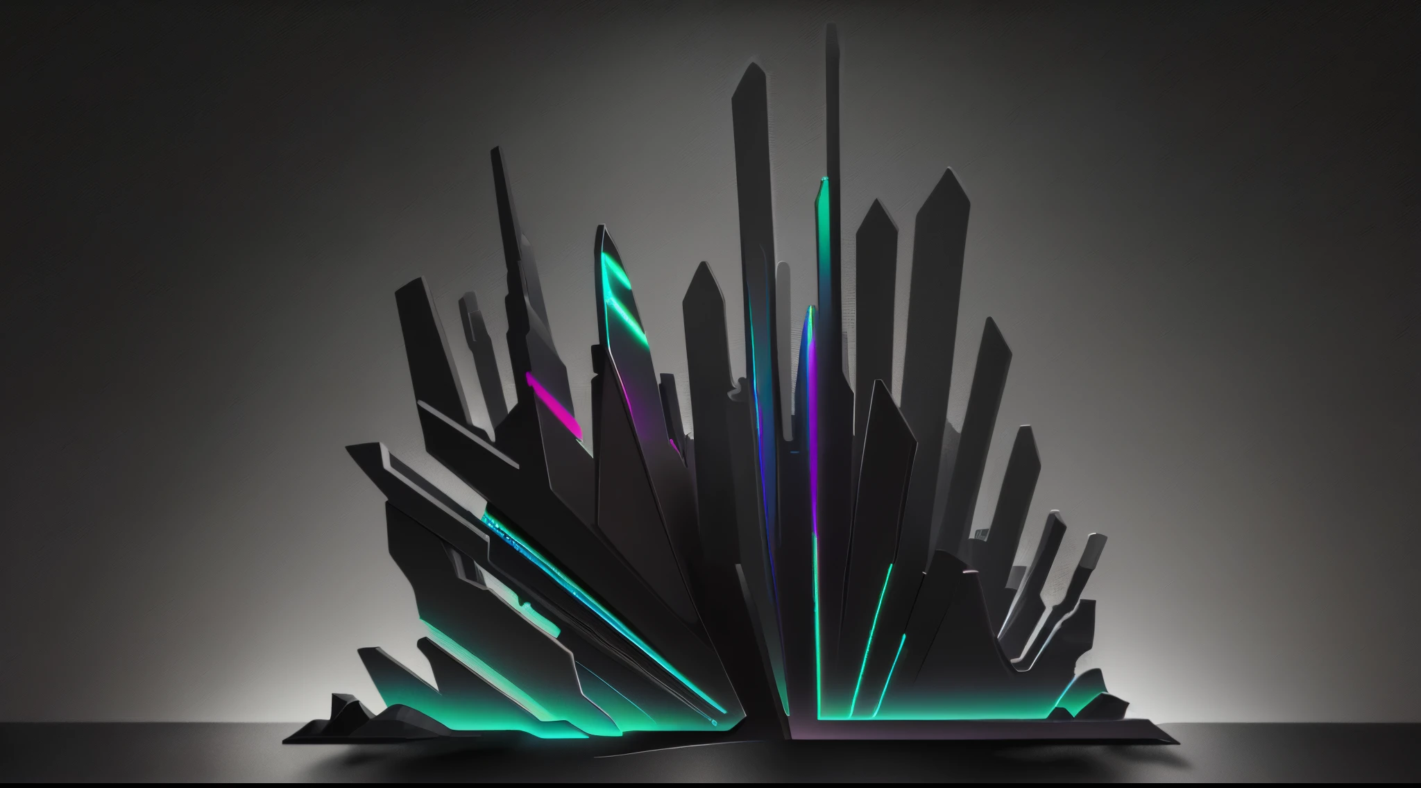 3d watercolor abstract, (dark black gradient background: 1.6) ,high resolution,high quality,colorful, light colors, electric, fantasy, (neon colors: 1.4), futuristic, space, obsidien, imaginary form, special geometry, green neon,