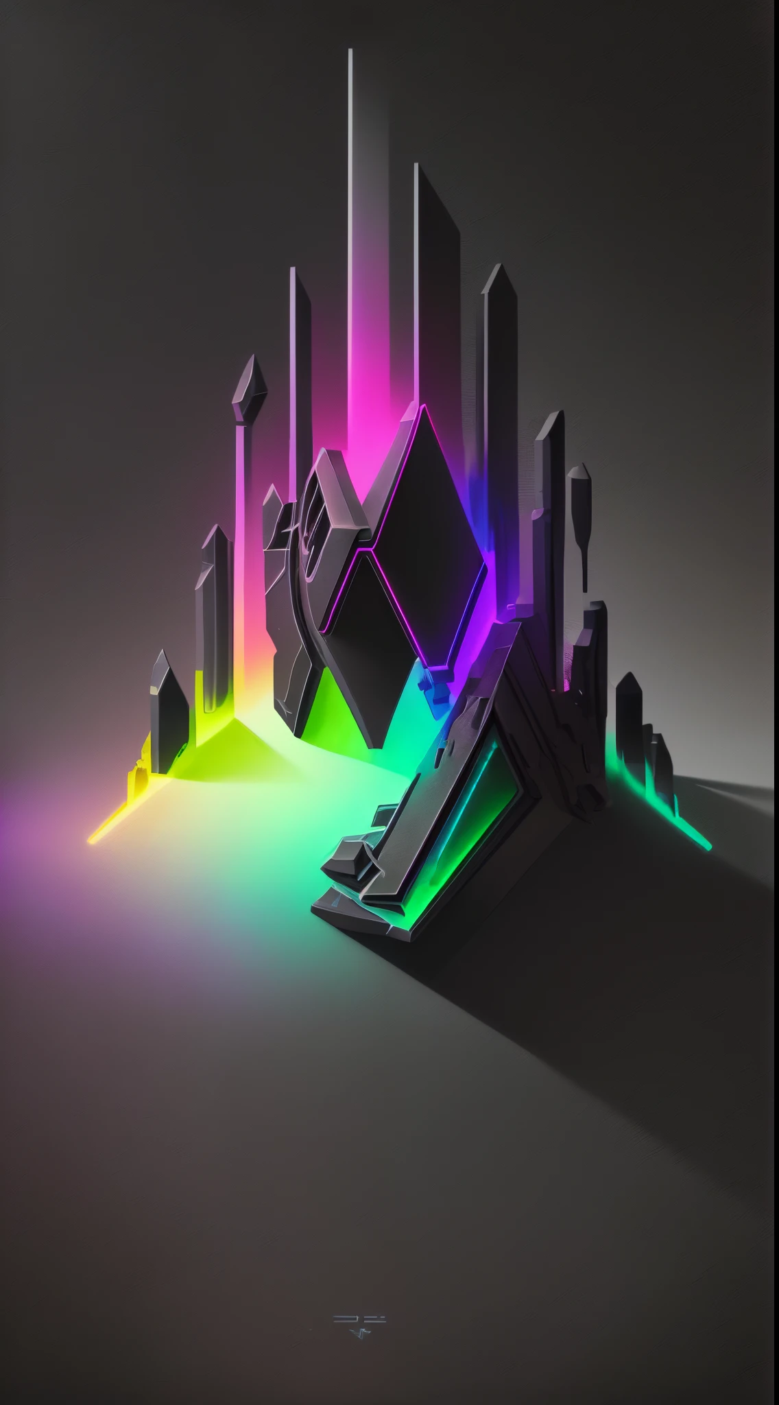 3d watercolor abstract, (dark black gradient background: 1.6) ,high resolution,high quality,colorful, light colors, electric, fantasy, (neon colors: 1.4), futuristic, space, obsidien, imaginary form, special geometry, green neon,