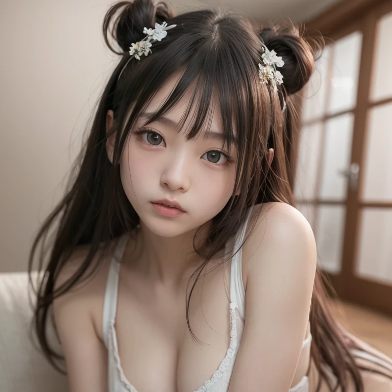 tmasterpiece，top-quality，offcial art，Highly detailed CG Unity 8K wallpapers，like a college girl，20 years girl，Very delicate beautiful，超A high resolution，（realisticlying：1.4），1 hour of writing，（The upper part of the body），（Platinum Long Hair：0.8），（Puffy eyes），looking at viewert，facing front，ssmile，Everyday clothes，（chiayi：1.5）， tmasterpiece， best qualtiy， RAW photogr， realisticlying， faces， incredibly absurd res， Buatigarh， depth of fields， hight resolution， ultra - detailed， finedetail， Very detailed， extremely detailed eye and face， Sharp pupils， pupil realistic， tack sharp focus， cinmatic lighting、Lying on the sofa、Tawaru、A dark-haired、   genitals、Female genitals、Show off your、barechested