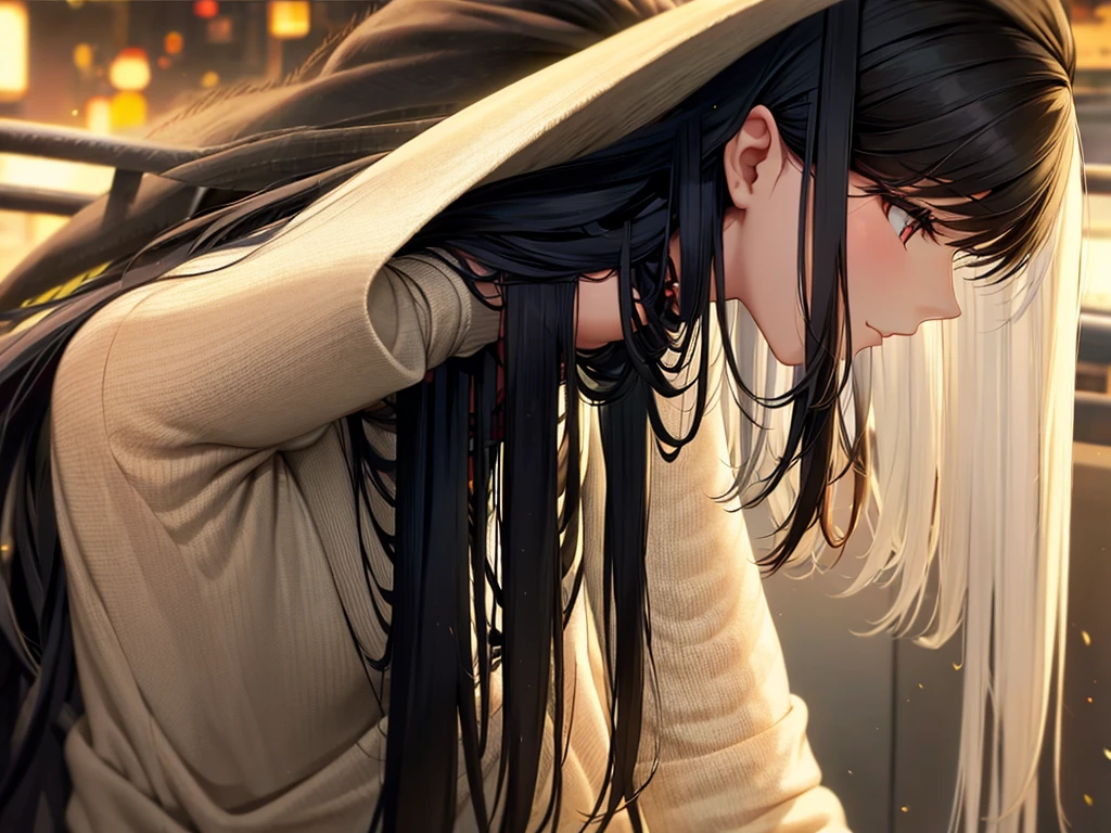 Beautiful woman with long black hair