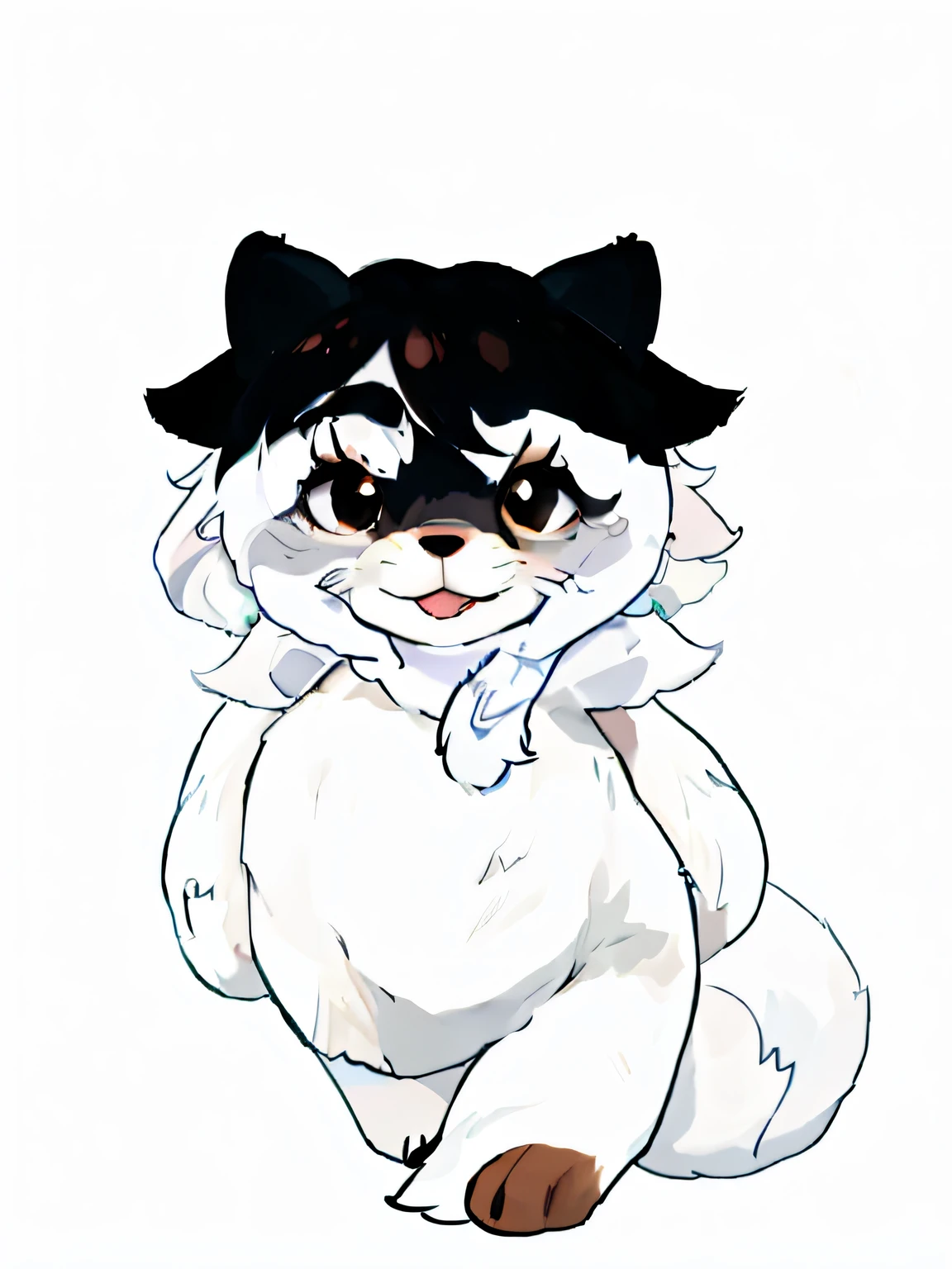 ,professional furry drawing, Fursona Furry Arts Council, shaggy, There is thick hair on the neck and chest, furry beasts, animal committee, Portrait of a furry man, Line drawings are in color, furry character, femele, bold draft, POV furry art, Animal art, Smol furry raccoon wearing a smol hat, furry neck,Brown-red raccoon