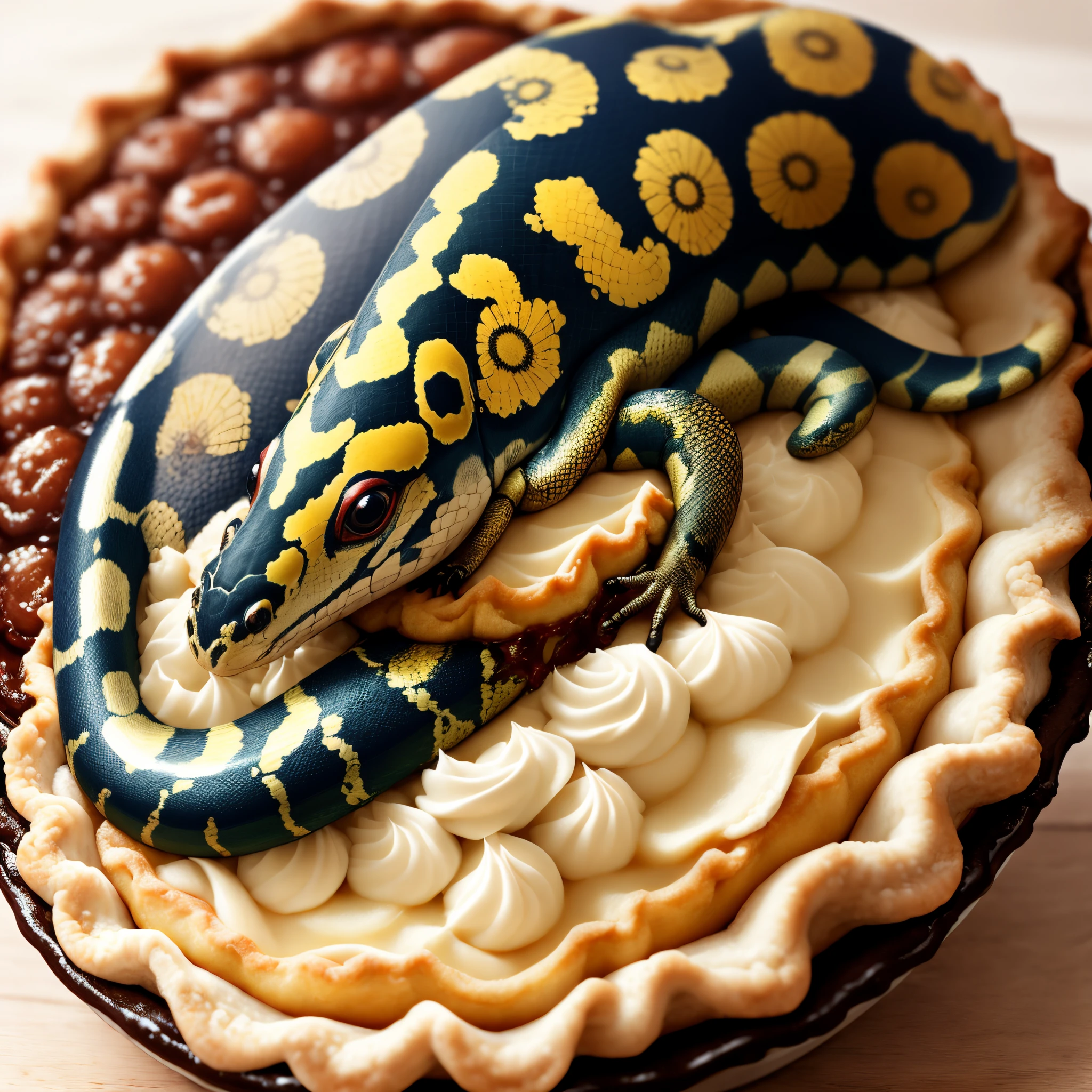 Ball python on a pie