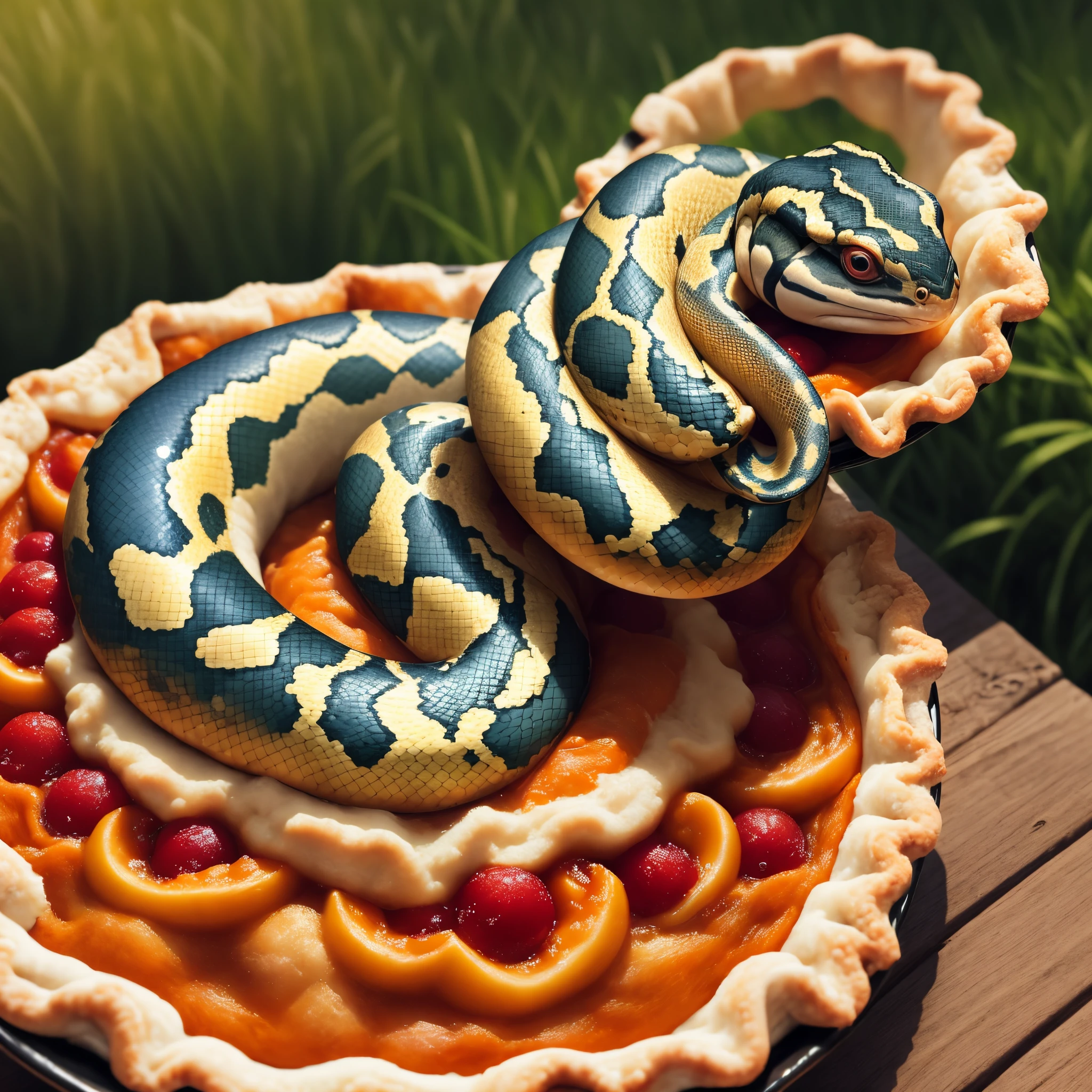 Ball python on a pie