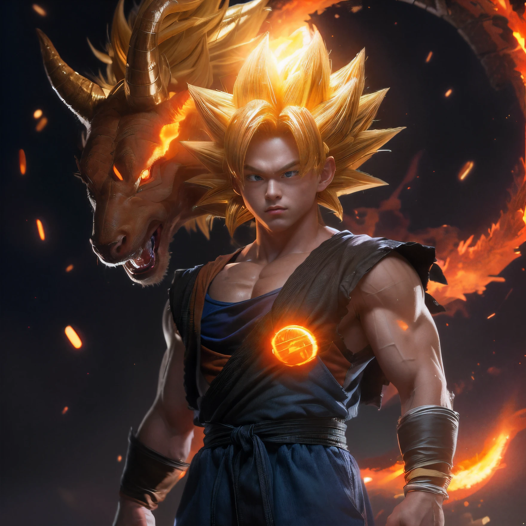 Dragon Ball Wallpapers on Fire Son Goku Realistic Dragon Ball Wallpapers on Fire, dragonball character, Realistic image of Goku&#39;s son, Concept art for Dragon Ball Cinema, goku from dragon ball, Super Saiyan blue eyes and red hair, Super Saiyan Goku with red hair, dragon ball, dragon ball artstyle, Super saiyan blue eyes super look red hair goku, anime wallpaper 4 k, Cinema 4k wallpapers, Goku from Dragon Ball Z, Realistic 8k images