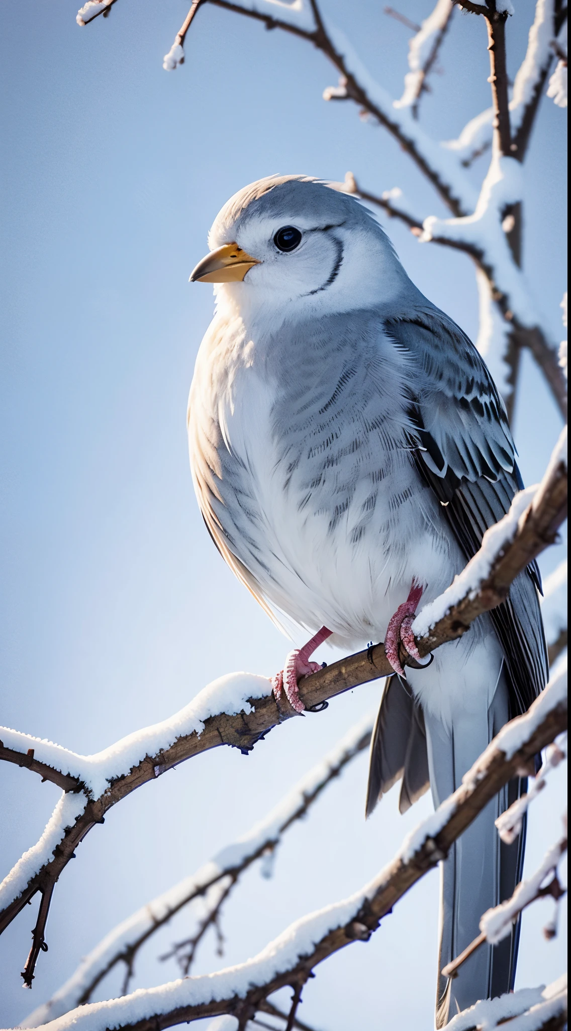 Bird on a snowy tree
