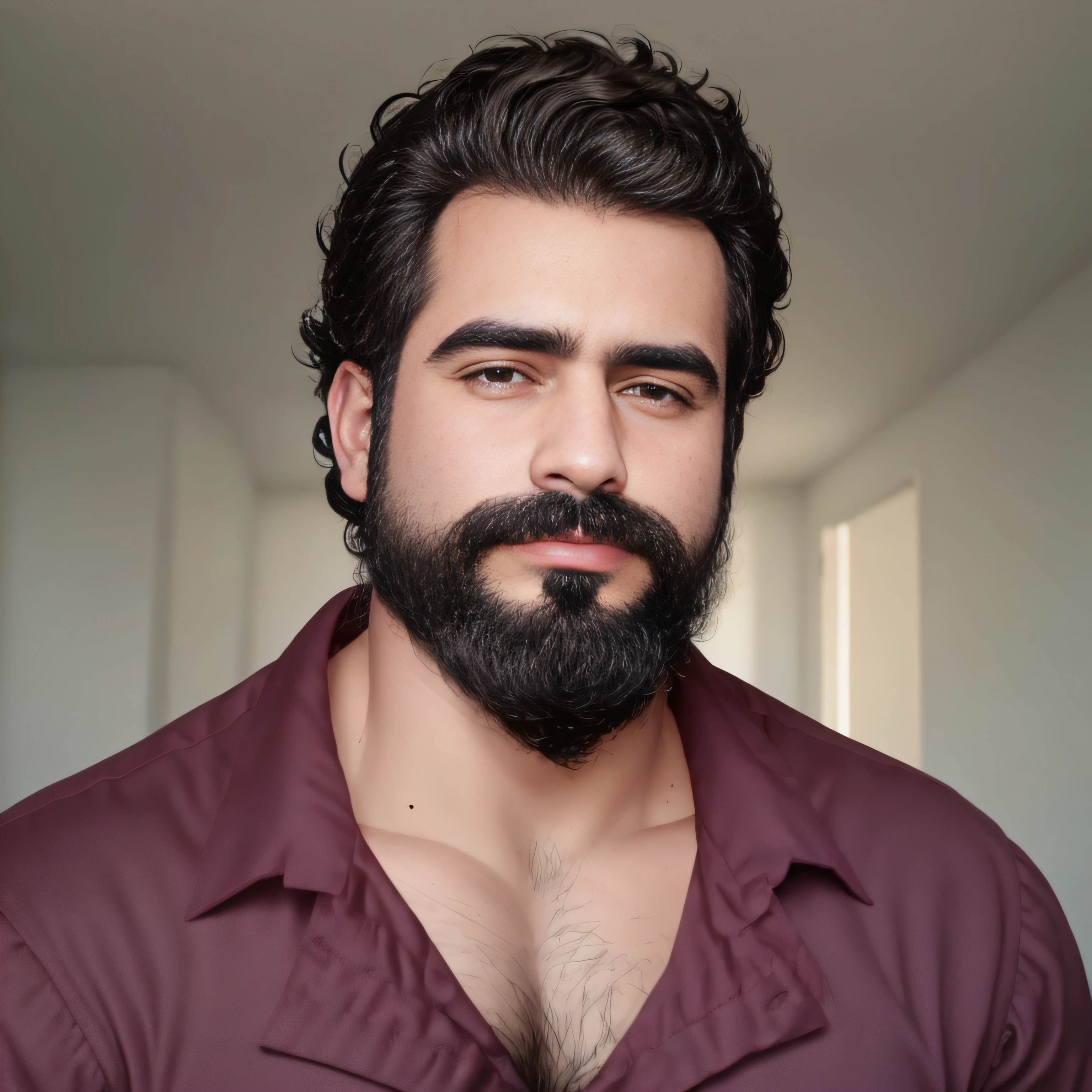 Un primer plano de un hombre con barba y camisa negra, una pintura fotorrealista inspirada en Diego Gisbert Llorens, Shutterstock, Fotorrealismo, Rafael Lecoste, Hombre atractivo, Cara guapa perfecta, Cara atractiva y atractiva, guapo masculino, guapo y atractivo, with a small beard, guapo impresionante realista, Cara masculina, barba corta, Hermoso rostro masculino