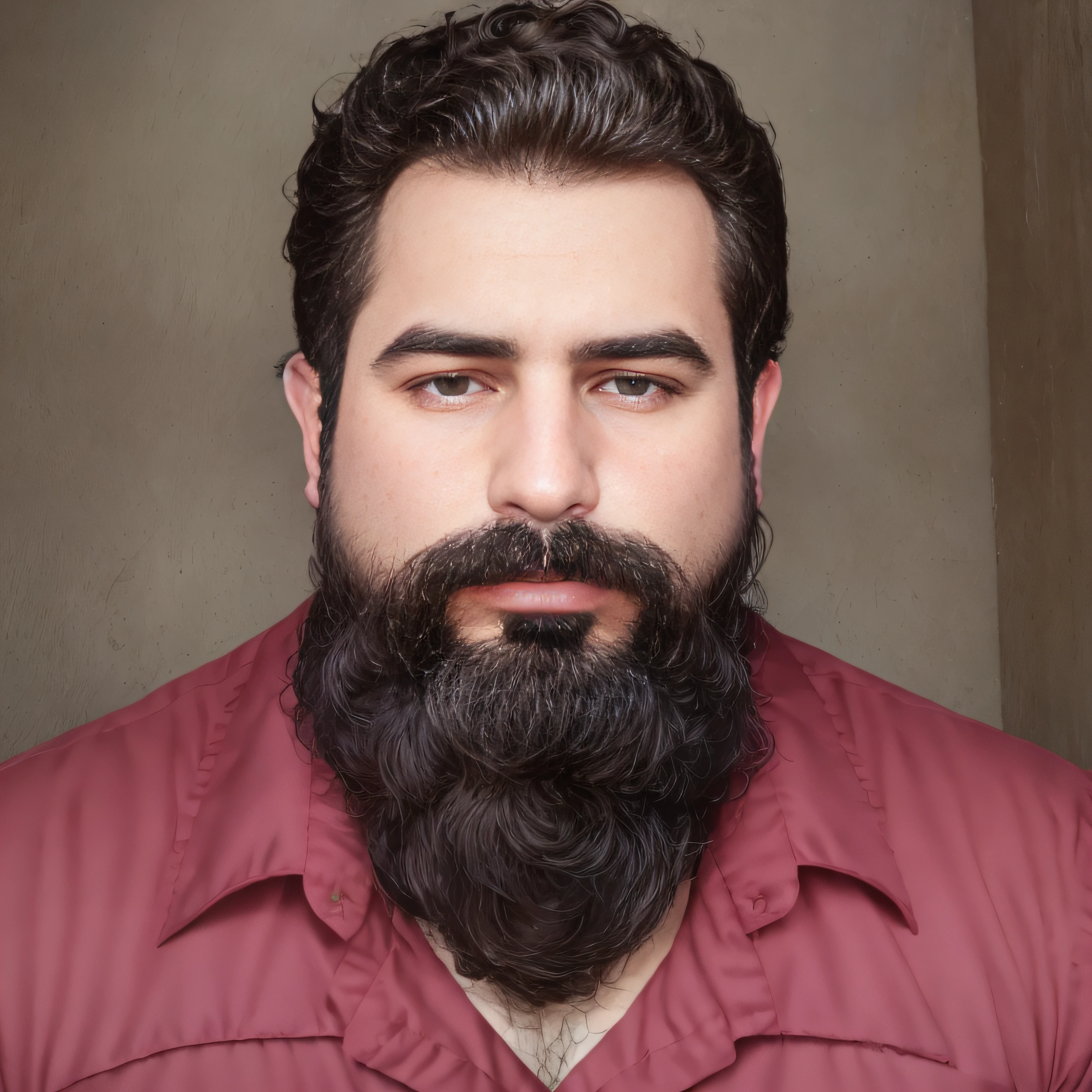 Un primer plano de un hombre con barba y una camisa azul, Hombre muy atractivo con barba, Chris Pino, guapo impresionante realista, Greg Olsen, Arte digital. Foto realista, cara hermosa, guapo masculino, with a small beard, Cara guapa perfecta, inspirado por Gwilym Prichard, barba de rastrojo claro, barba clara, Cara hermosa y cara hermosa