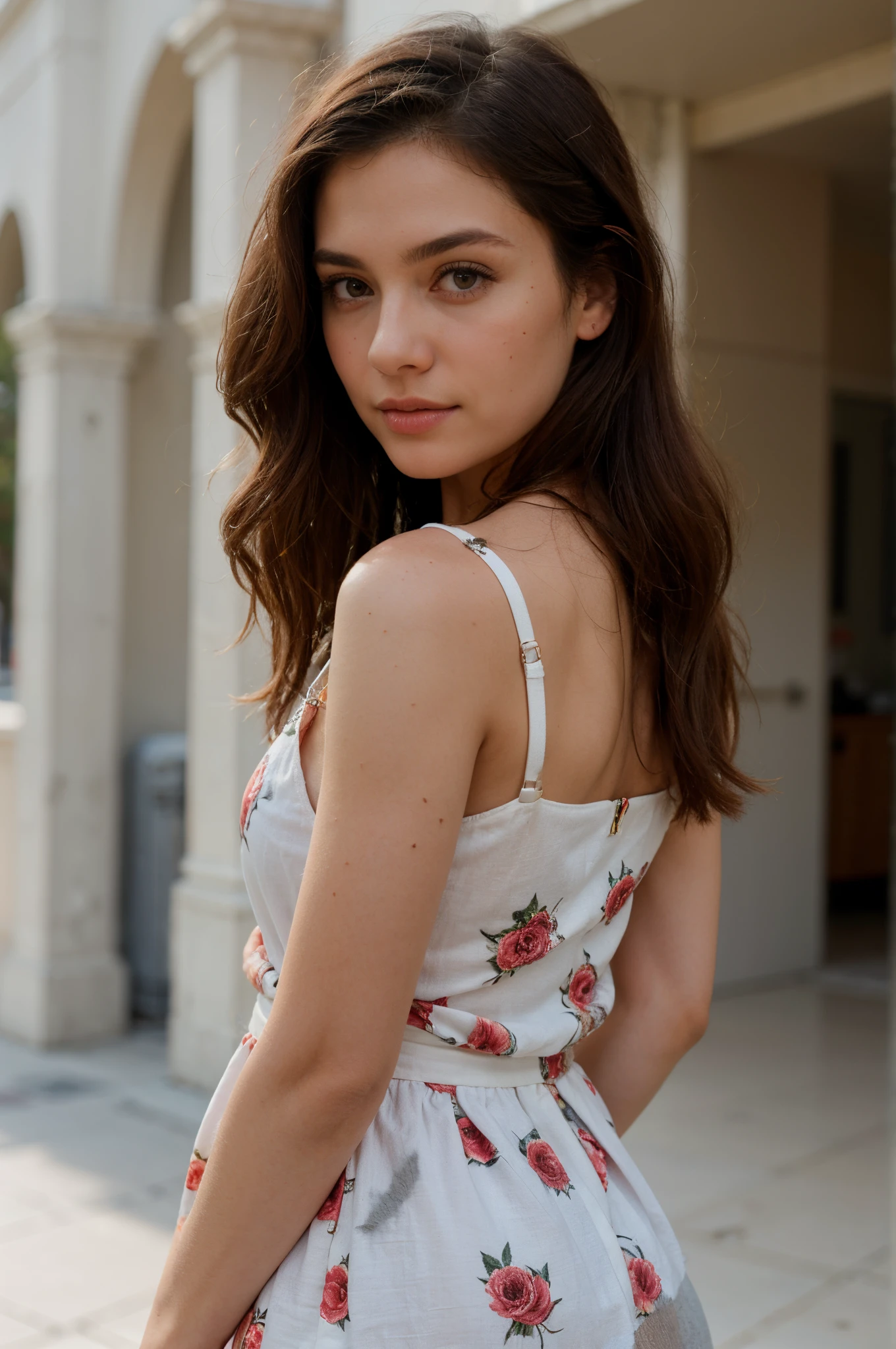 wearing a red dress