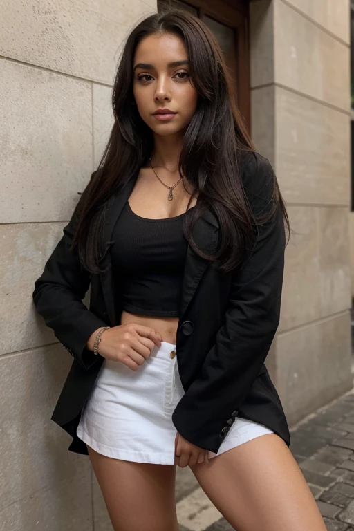 Tela escura no rosto de uma jovem linda e muito assustada, 21 anos de idade, cabelos longos crespos, elegante, muito lindo, Forex Trader, ?????, cores profundas altamente detalhadas e altamente realistas, pele marrom, pele extremamente detalhada, Beautiful, blazer feminino preto, Businesswoman, blusa branca longa dentro do blazer, transgender girl, transgender in gender transition, pele escura, cabelo crespo, cabelo tipo 4b, crespo, morena, negra, garota negra, rosary necklace, Catholic, young catholic girl, seios pequenos, roupa comportada, Catholic modesty.