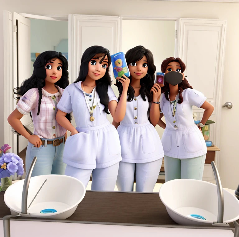quatro meninas, estilo disney pixar, good quality and high definition