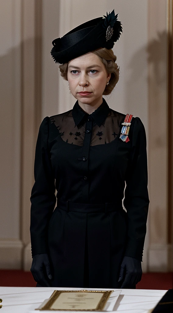 Queen Elizabeth II at a state banquet in 8K