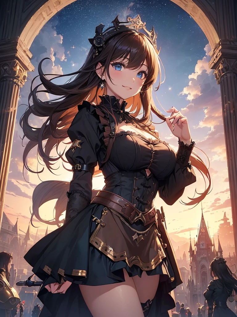 high resolution, best quality, masterpiece, very high image quality, ultra-detailed, hyperrealistic, 3d, anime, illustrations, fantasy, hard rock girl, miniskirt, nee hight --auto --s2