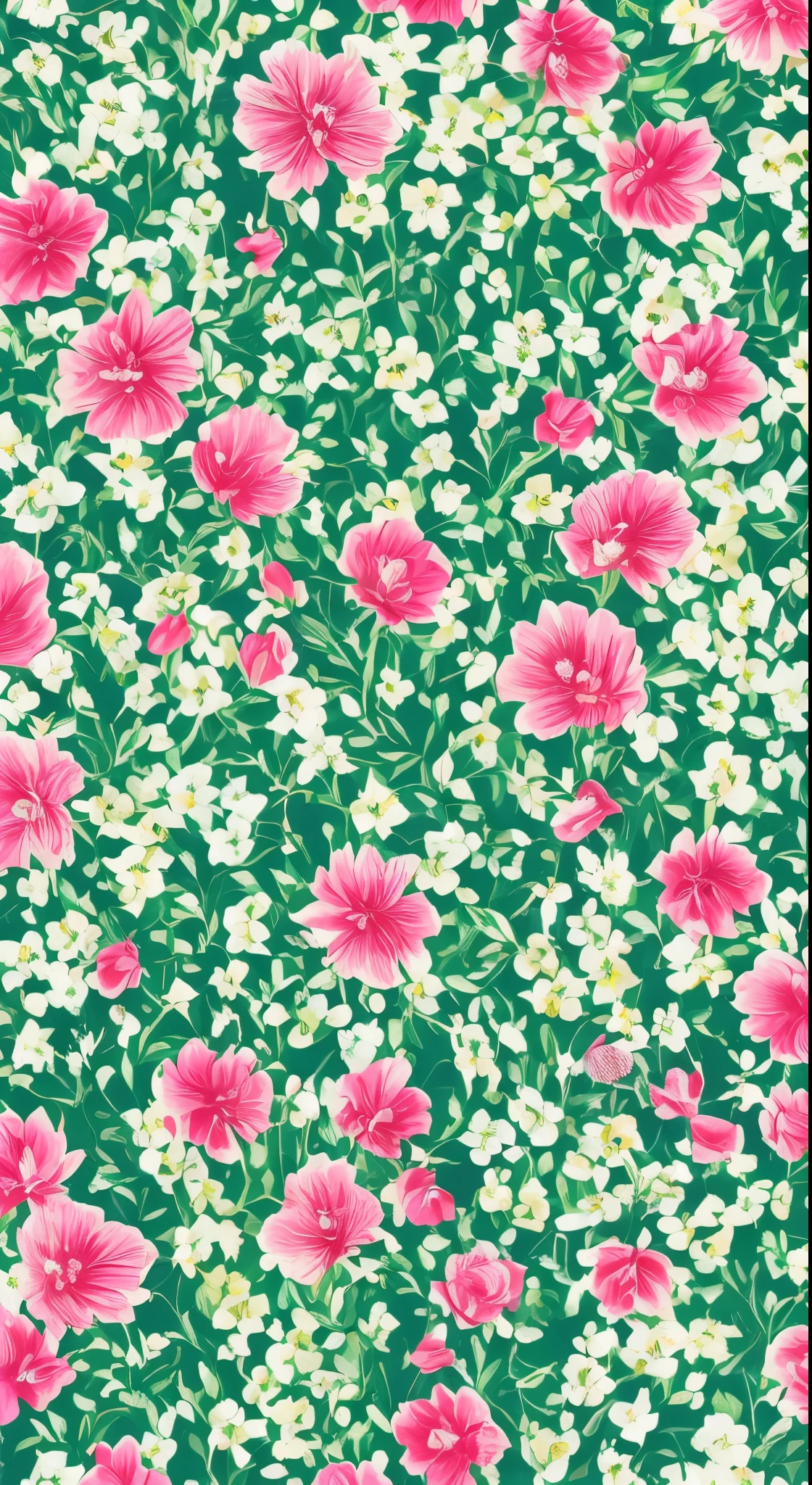 spring wallpaper pattern, wide spacing between objects, various spring items