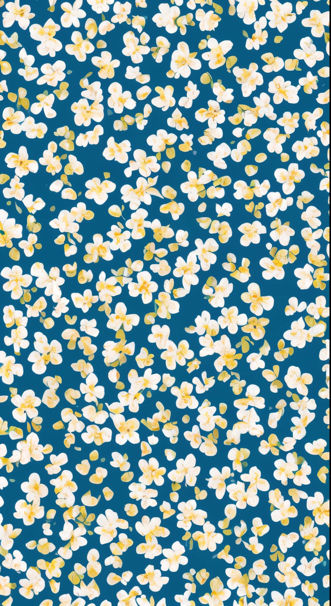 spring wallpaper pattern, white background, wide spacing between objects, plane crystallographic group, repeat pattern