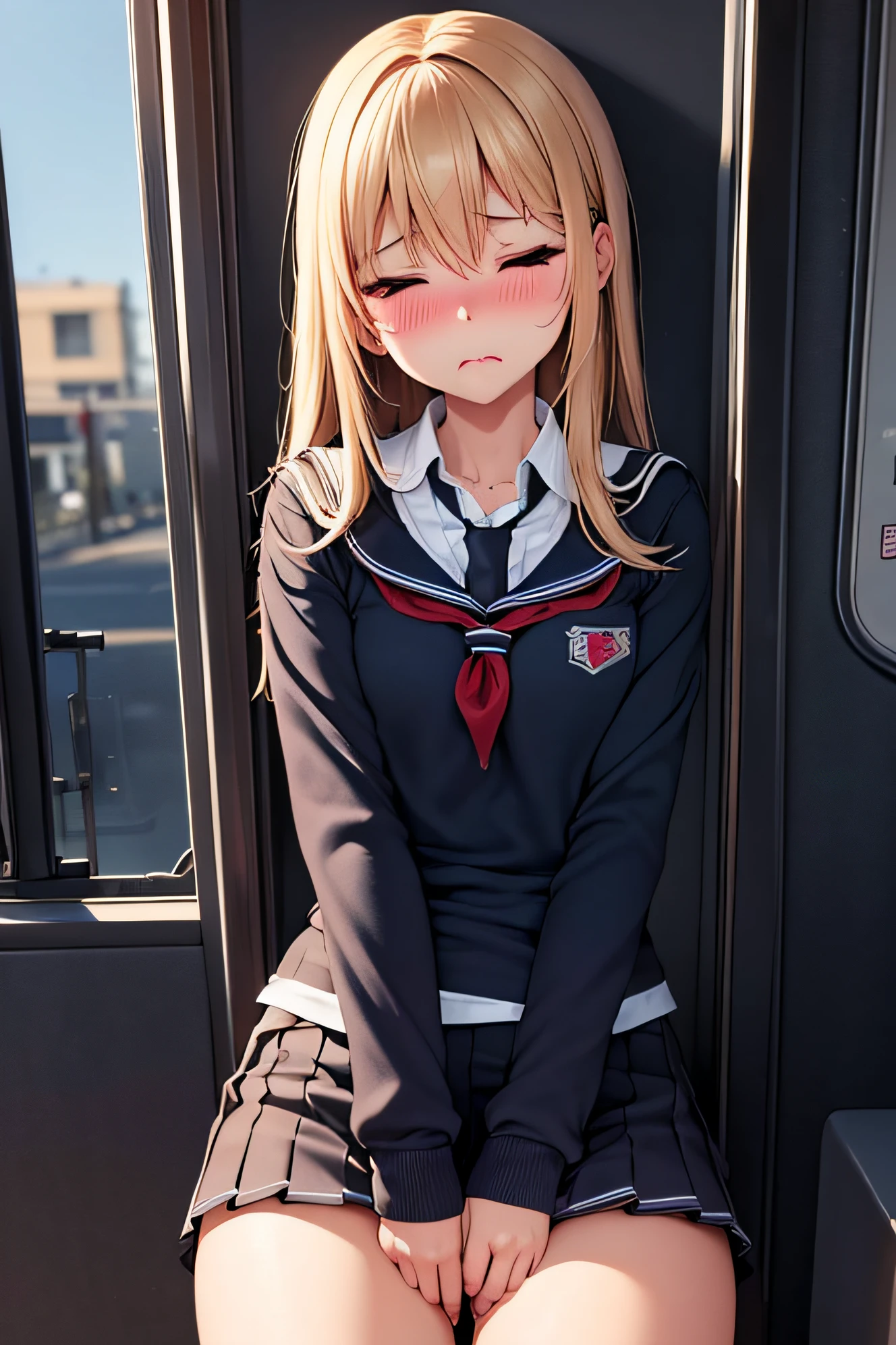 pieces fly、masterpiece、highest quality、Super detailed、High resolution、High resolution、8K portrait、Unity 8k壁紙のHigh resolutionCG、unity 8k wallpaper、cute type little:1.5、:1.5、Highly detailed CG unity 8k wallpaper、realistic、real person、cute type little、 portrait photography、shiny skin、High resolution、(:1.2)、(1 girl)、beautiful clear eyes、very detailed explanation、delicate face、nice lips、slender body、thin waist、thin legs、(train:1.6)、1 girl, cute type, perfect face, seriously, (blush:1.5),(medium breasts:1.3),((school uniform:1.2)),(((clothing lift:1.5))), (((I have nipples))), Detailed description vagina,show vagina,spread legs,spread ,((Orgasm in the vagina:1.5))、((retrospective perspective:1.5))、(black bun hair)